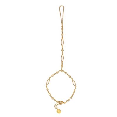 Women's Gold-Tone Cubic Zirconia Hand Chain Adjustable Bracelet