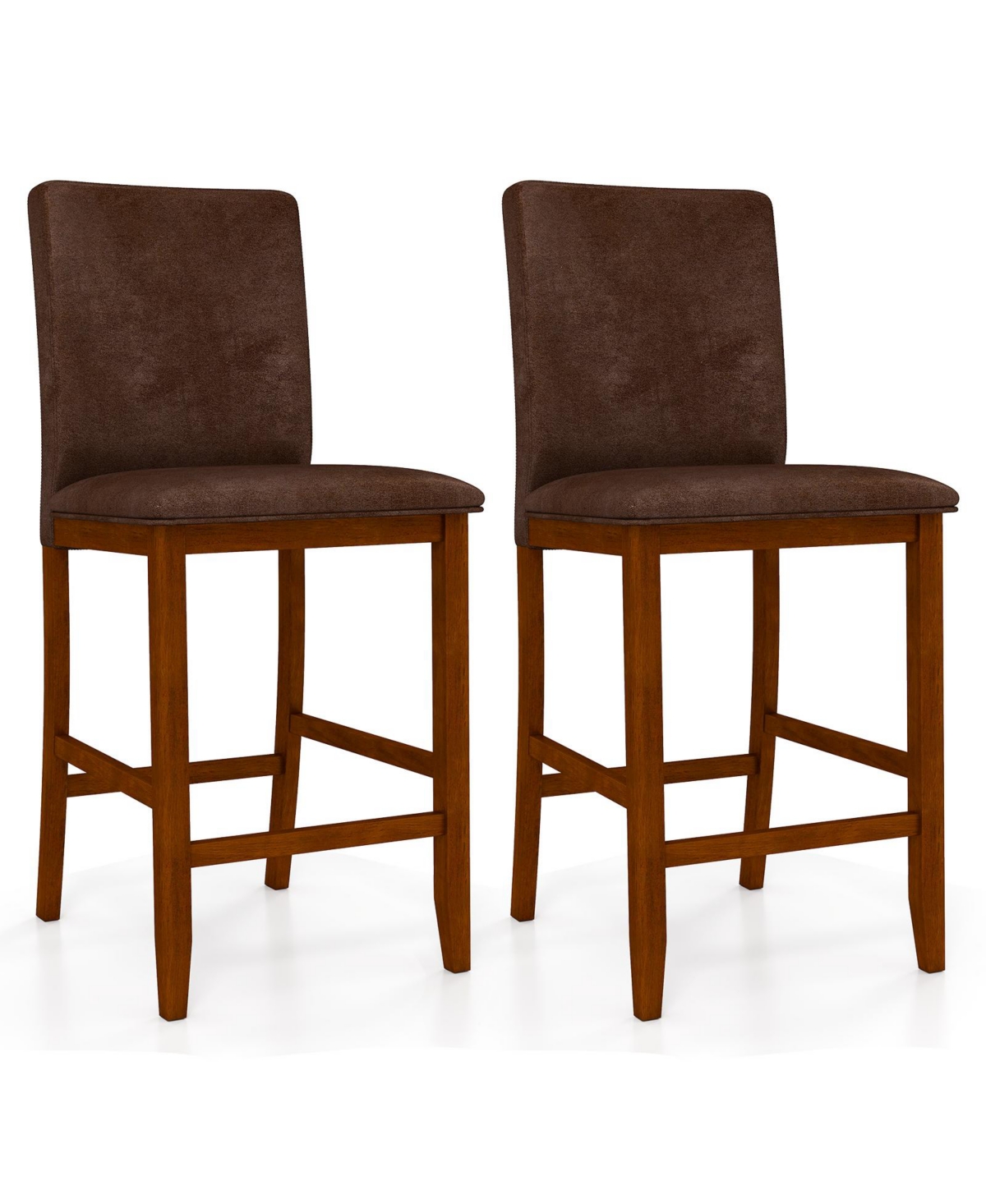 Mecale Set of 2 Counter Barstools with Rubberwood Legs and Upholstered Seat