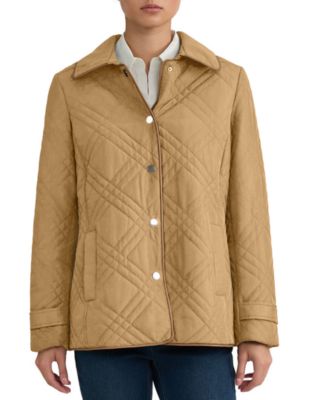 Petite Quilted Faux Leather Trim Jacket