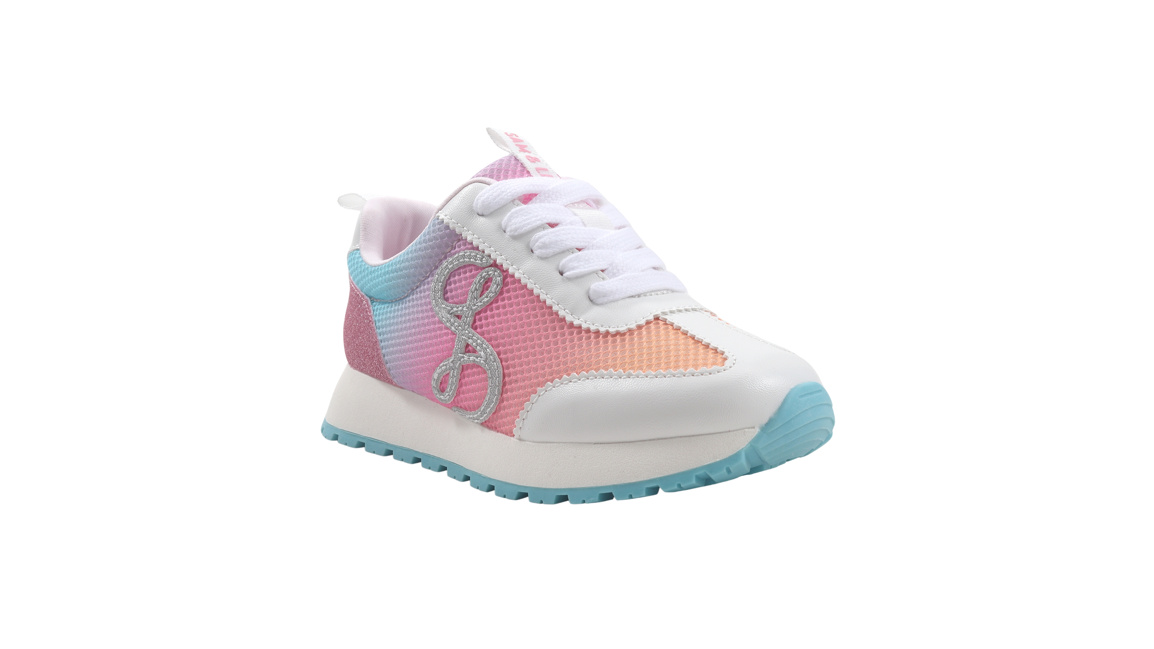 Sam & Libby Girls' Rosa Wide Glitter Logo Lace-Up Sneakers