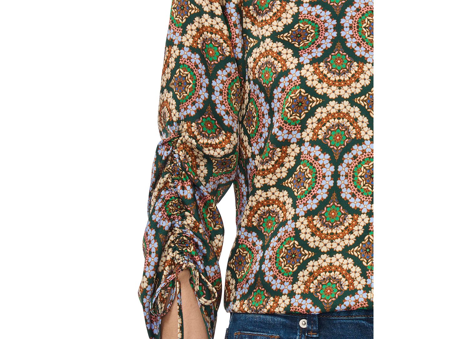 Women's Ruched Tie 3/4-Length Sleeve Shirt