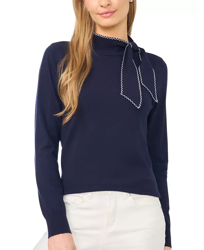 Women's Scarf Tie Neck Sweater - thumbnail 7