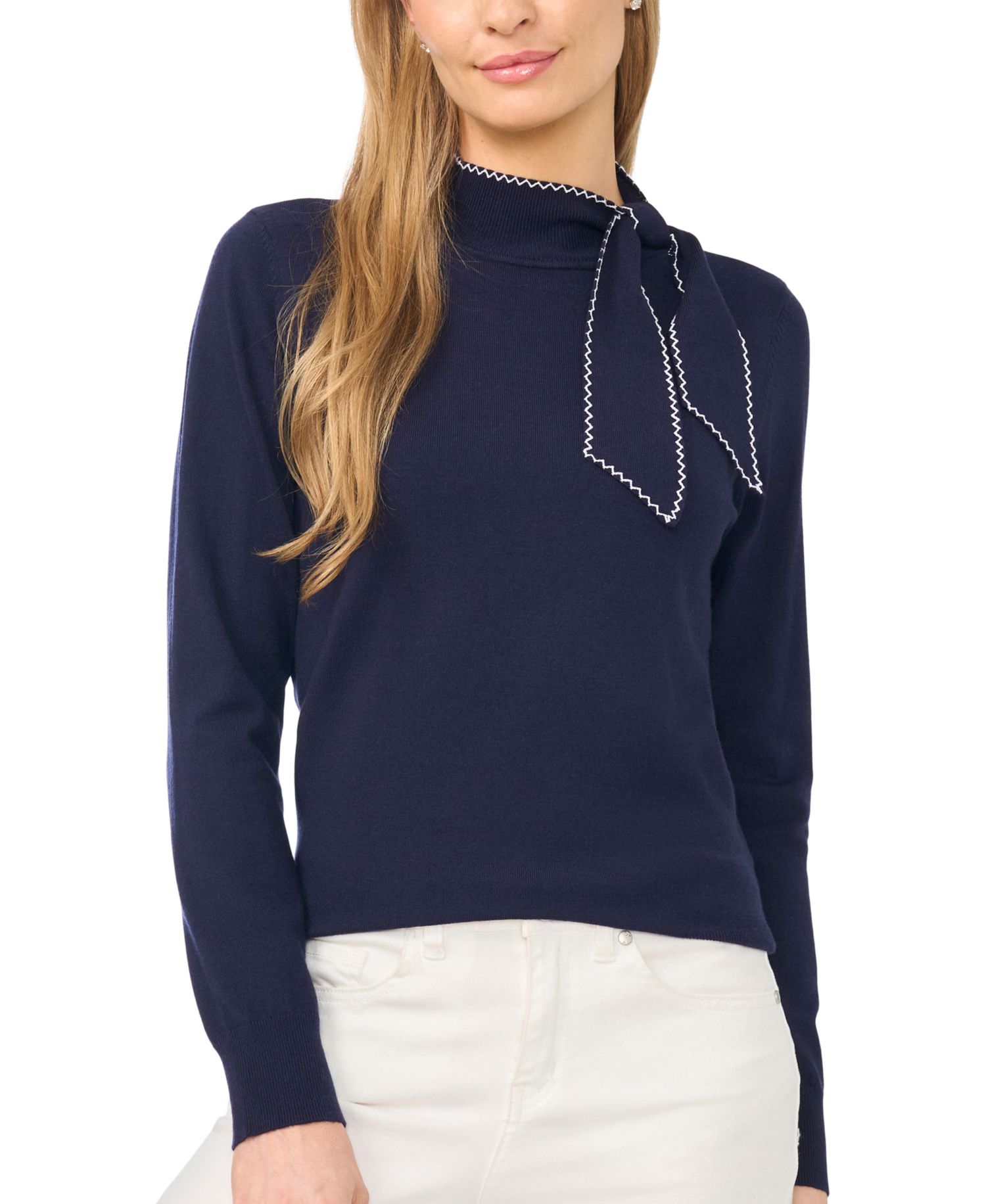 Women's Scarf Tie Neck Sweater