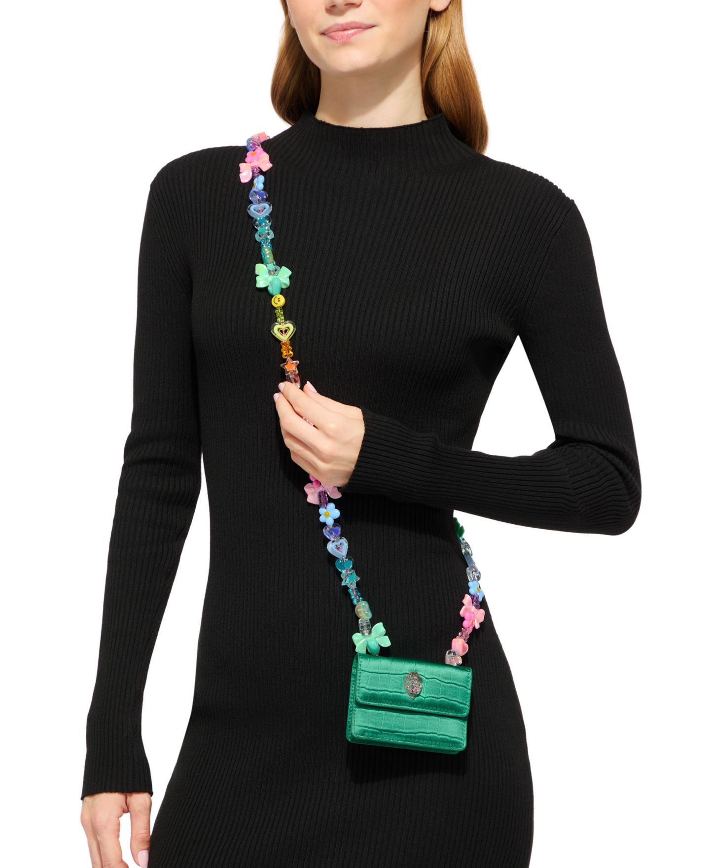 Женская сумка Kurt Geiger London Micro Kensington Beads Crossbody, цвет: Зелёный — фото 2