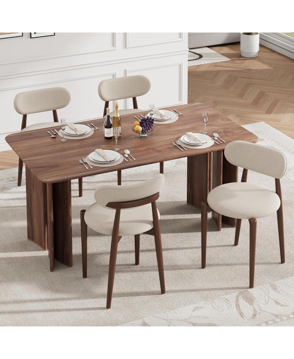 gaomon Set of 2 Wood Dining Chairs, Upholstered Fabric Seats, Farmhouse Kitchen Chairs