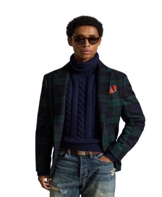Men's Modern Fit Plaid Wool-Blend Sport Coat