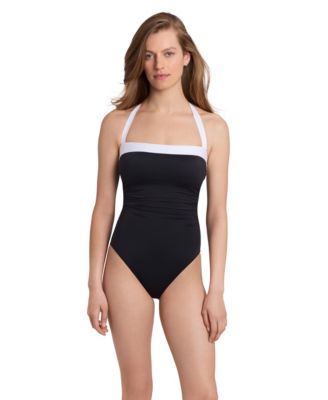 Women's Shirred Bandeau Mio Ruched Halter One-Piece Swimsuit