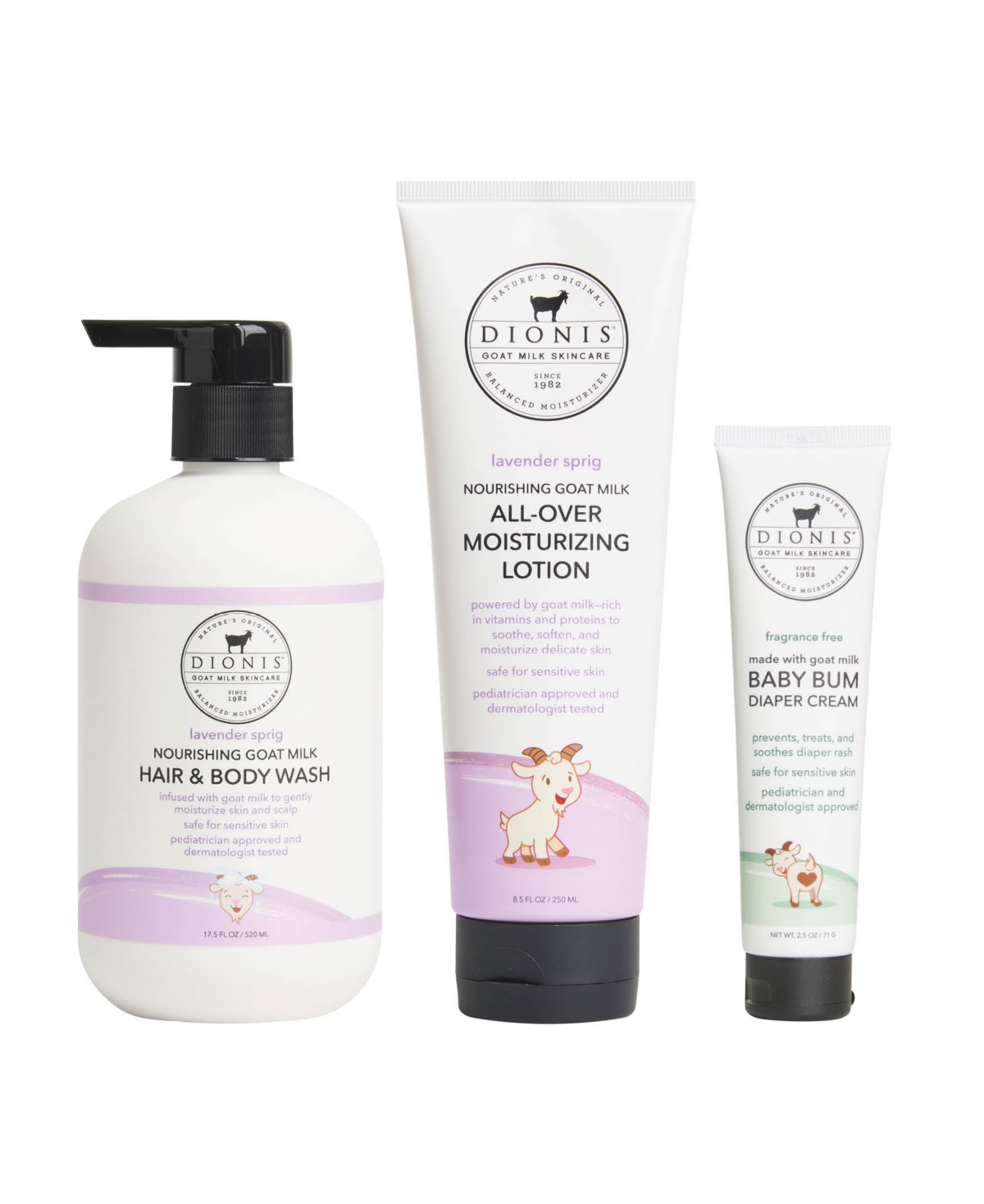 Dionis 3-piece Goat Milk Baby Care Lavender Bundle Set In No Color