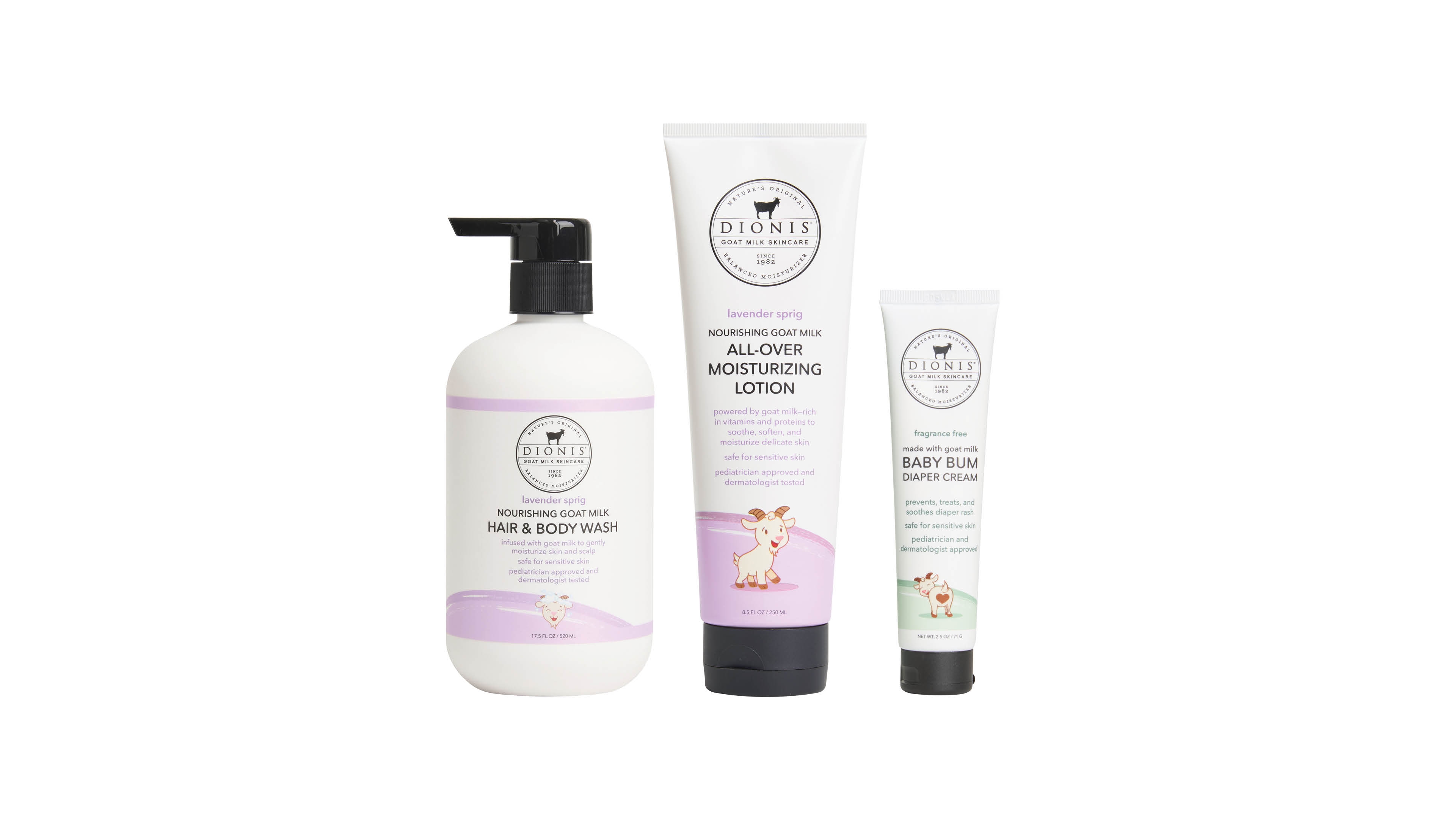 Dionis 3-Piece Goat Milk Baby Care Lavender Bundle Set