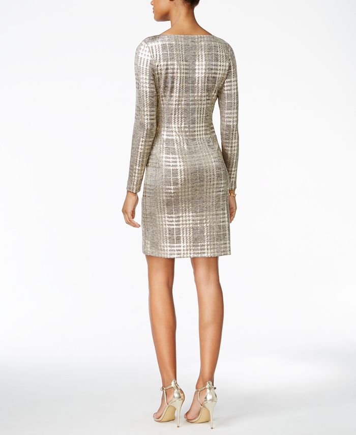 Jessica Howard Women's Metallic-Print Jersey Sheath Dress Silver Size 8 main image 0