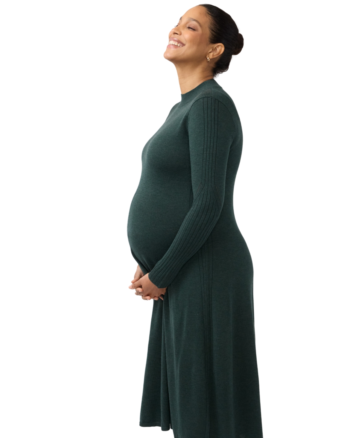 Ingrid + Isabel Women's Long Sleeve Fit-and-Flare Sweater Midi Dress