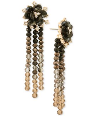 Beaded Flower Motif Linear Earrings