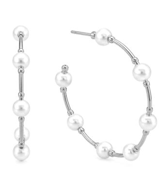 Imitation Pearl C Hoop Earring