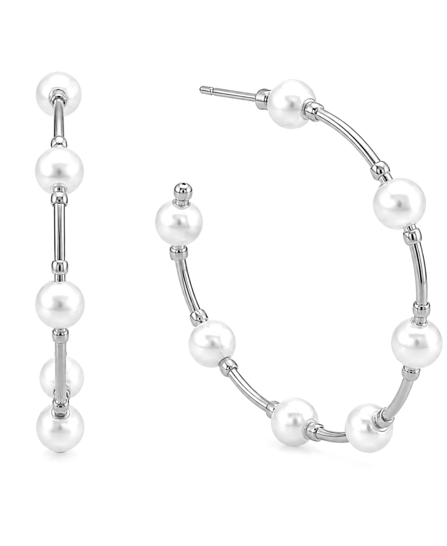 Imitation Pearl C Hoop Earring