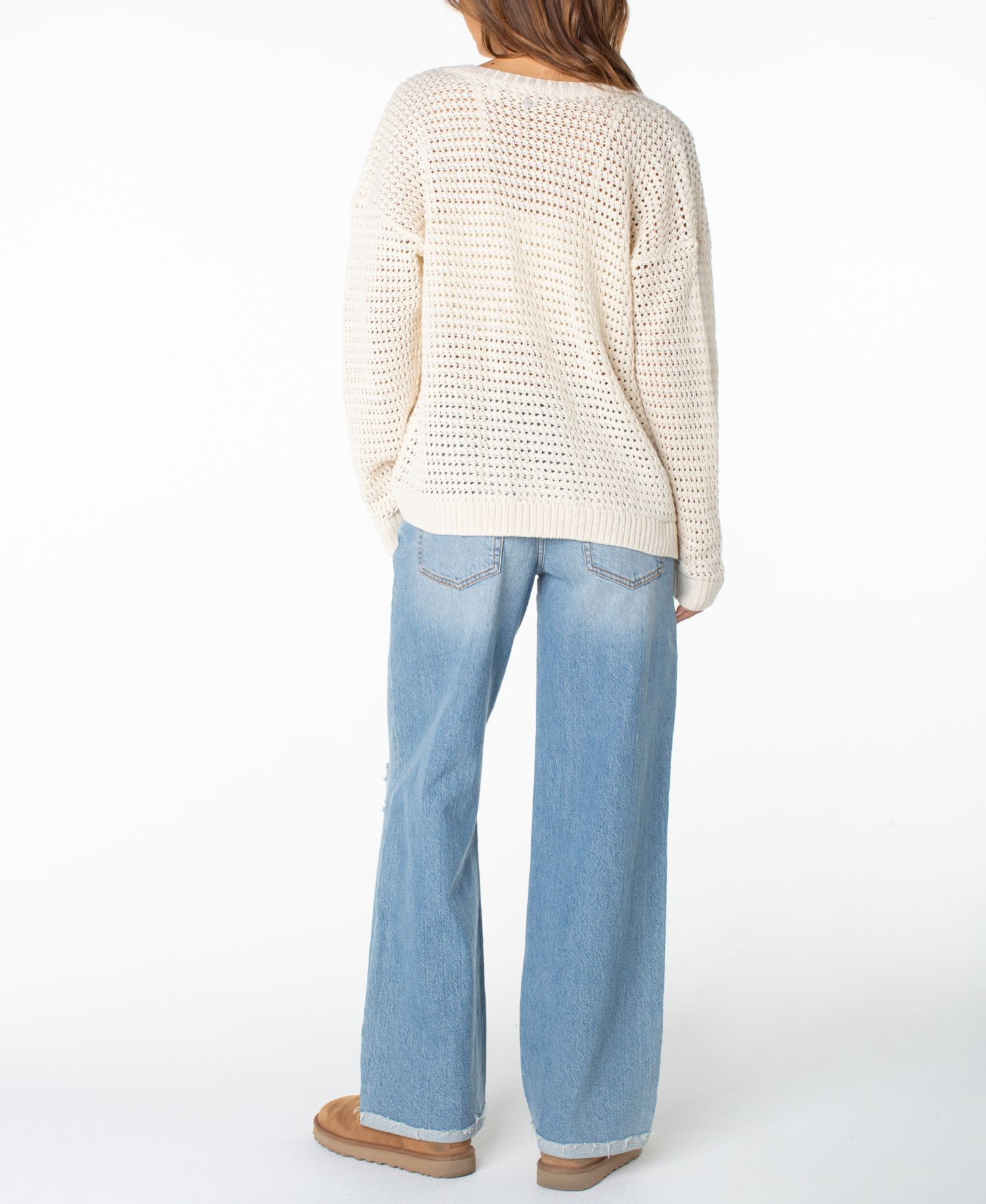 Women's Tamarindo Striped Crochet V-Neck Cardigan