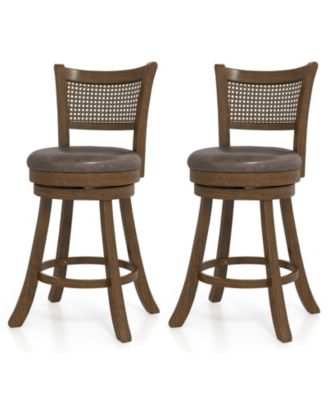 Set of 2 Bar Stools 25" Swivel Bar Chairs Leathaire Counter Height Stools