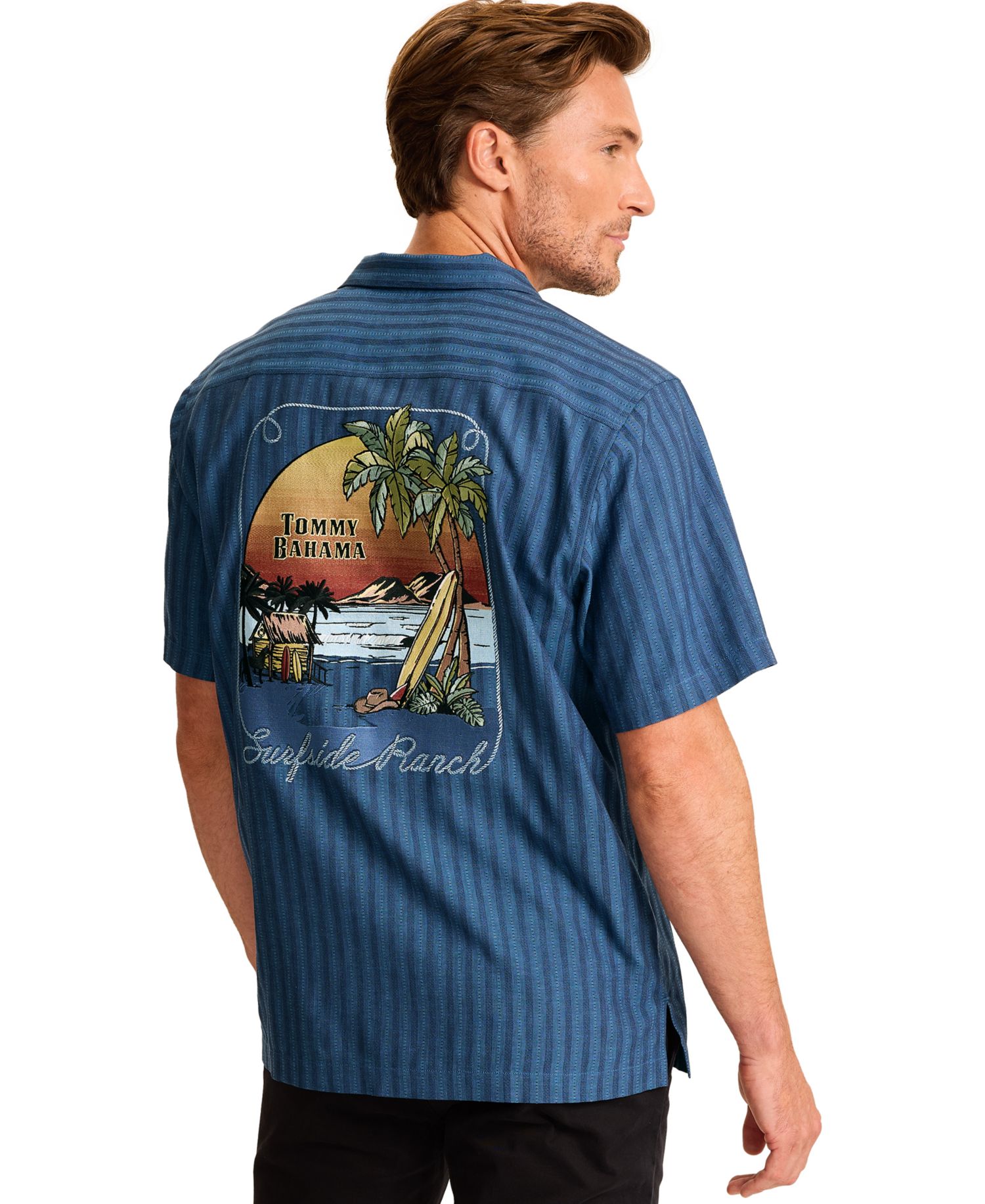 Men's Surfside Ranch Short-Sleeve Bungalow-Collar Silk Shirt