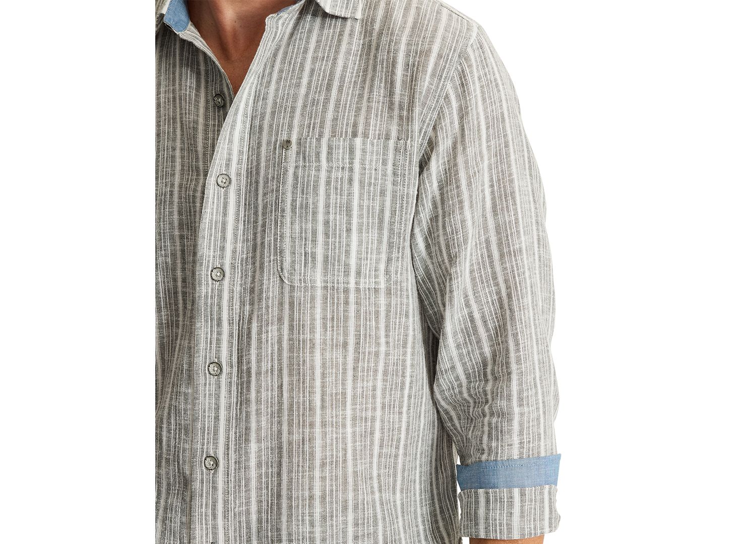 Men's Raffia Dunes Stripe Linen-Cotton Blend Long-Sleeve Shirt