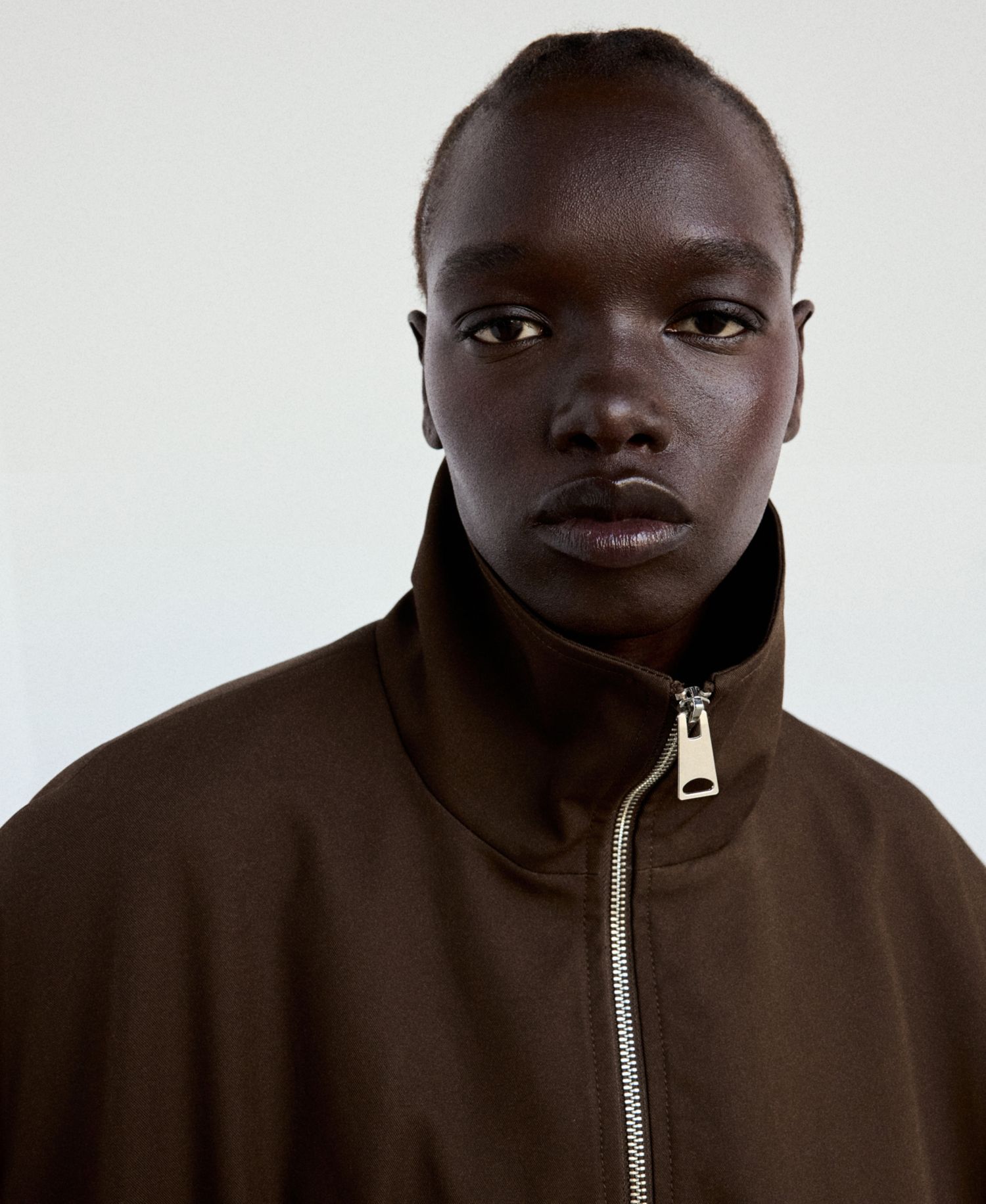 Women's Cropped Funnel-Neck Oversized Jacket