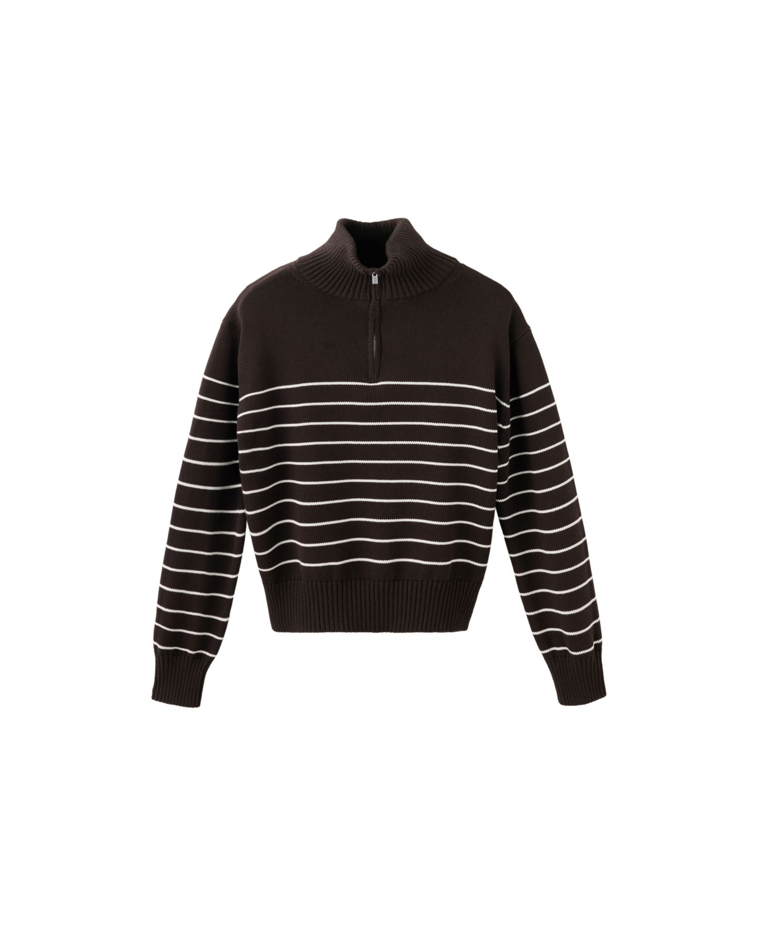 Women's Quarter-Zip Striped Cotton Sweater