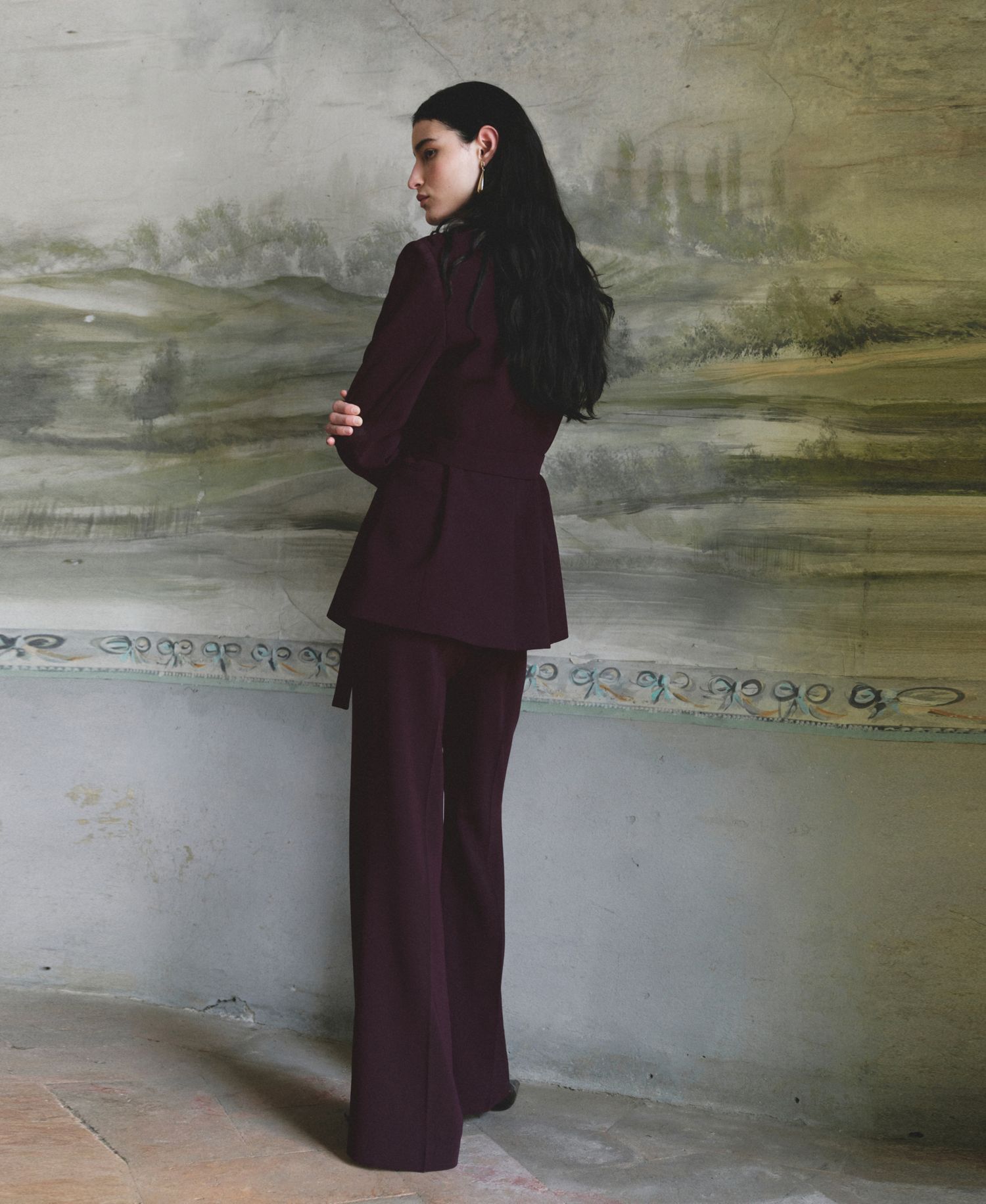 Women's Double-Breasted Belted V-Neck Blazer