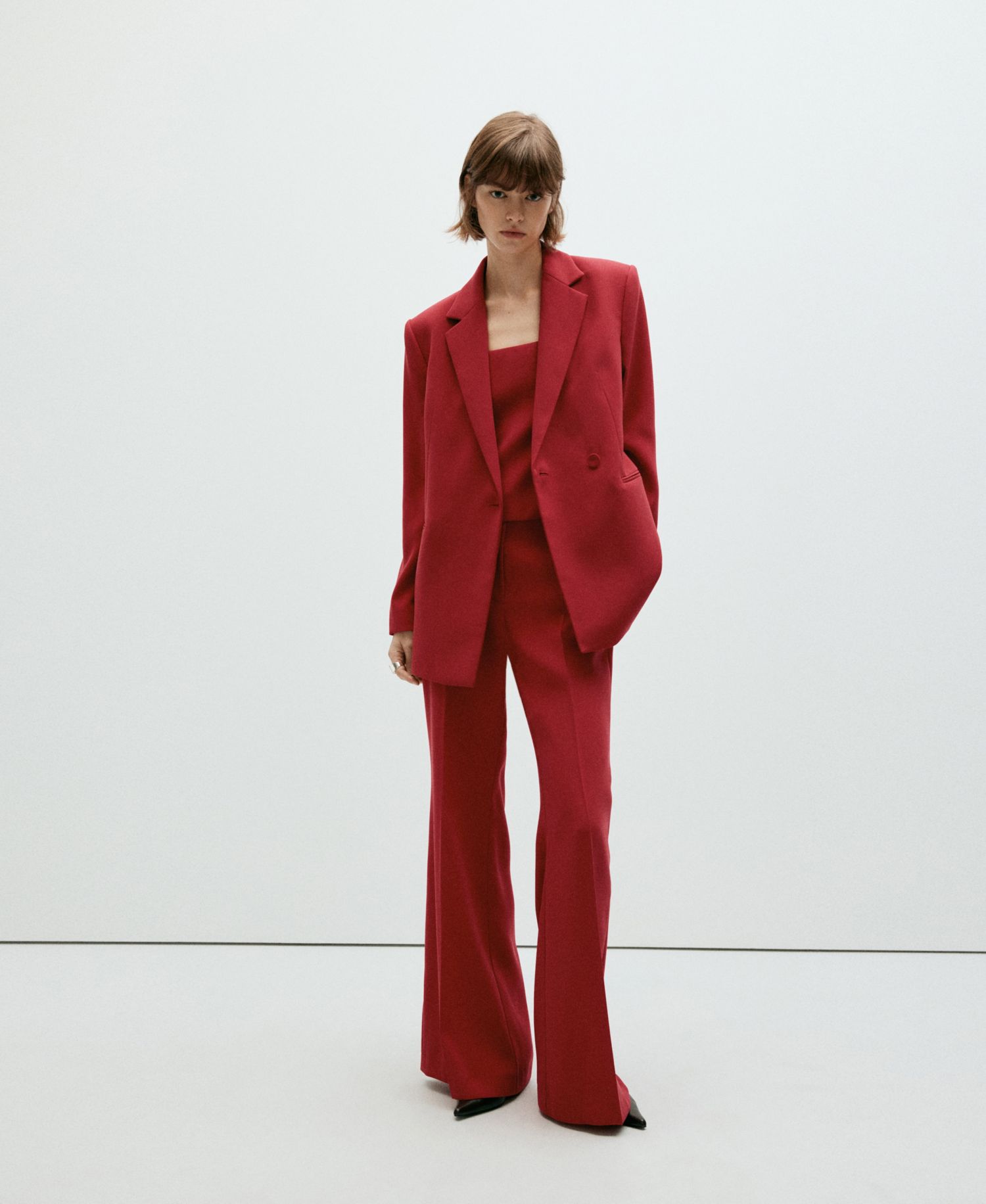Women's Double-Breasted Belted V-Neck Blazer