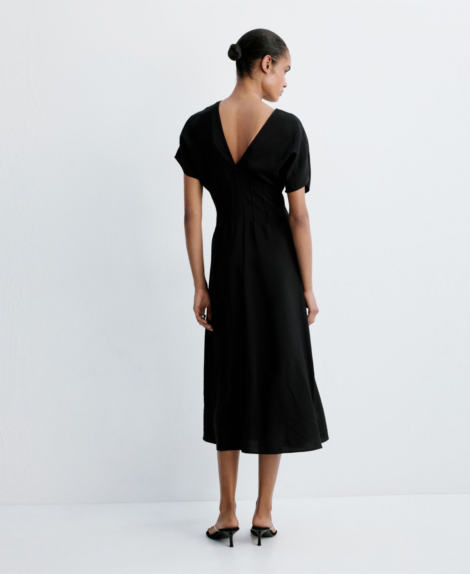 Women's V-Neck Ruched Midi Dress