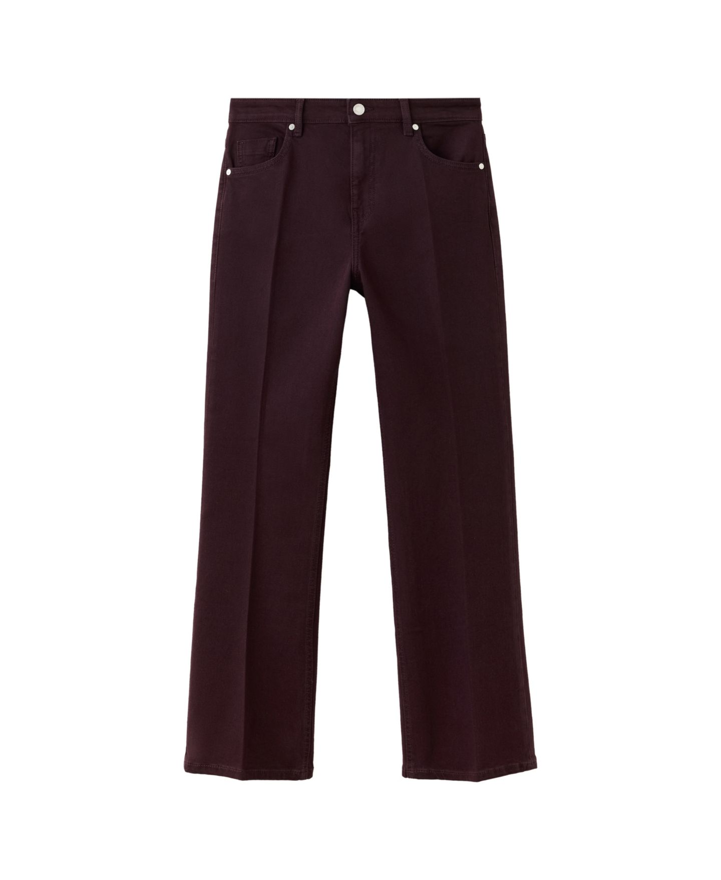 Женские джинсы MANGO Sienna Mid-Rise Flare Cropped Jeans, цвет: Винный — фото 1