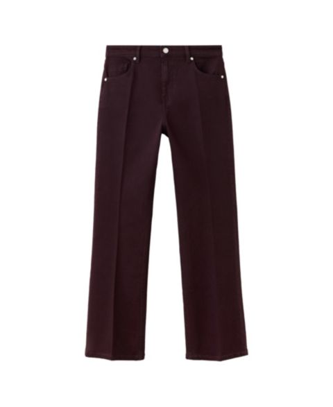 Женские джинсы MANGO Sienna Mid-Rise Flare Cropped Jeans, цвет: Винный