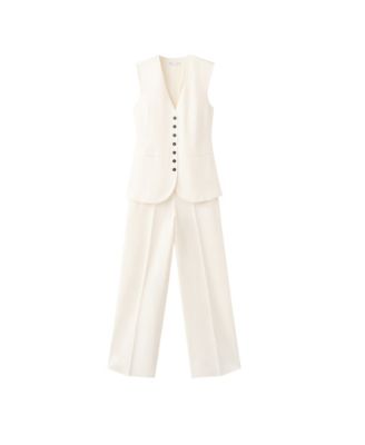 Women's Linen-Blend Wide-Leg Sleeveless Jumpsuit