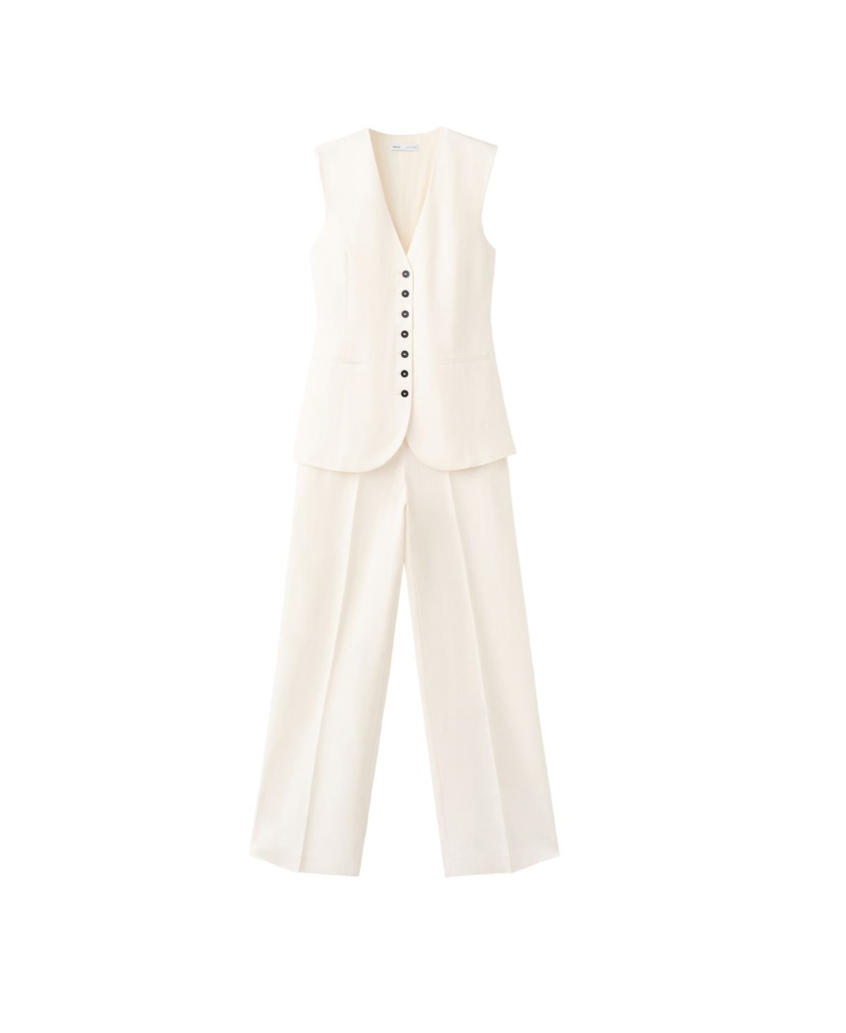 Mango Women's Linen-Blend Wide-Leg Sleeveless Jumpsuit - Off White