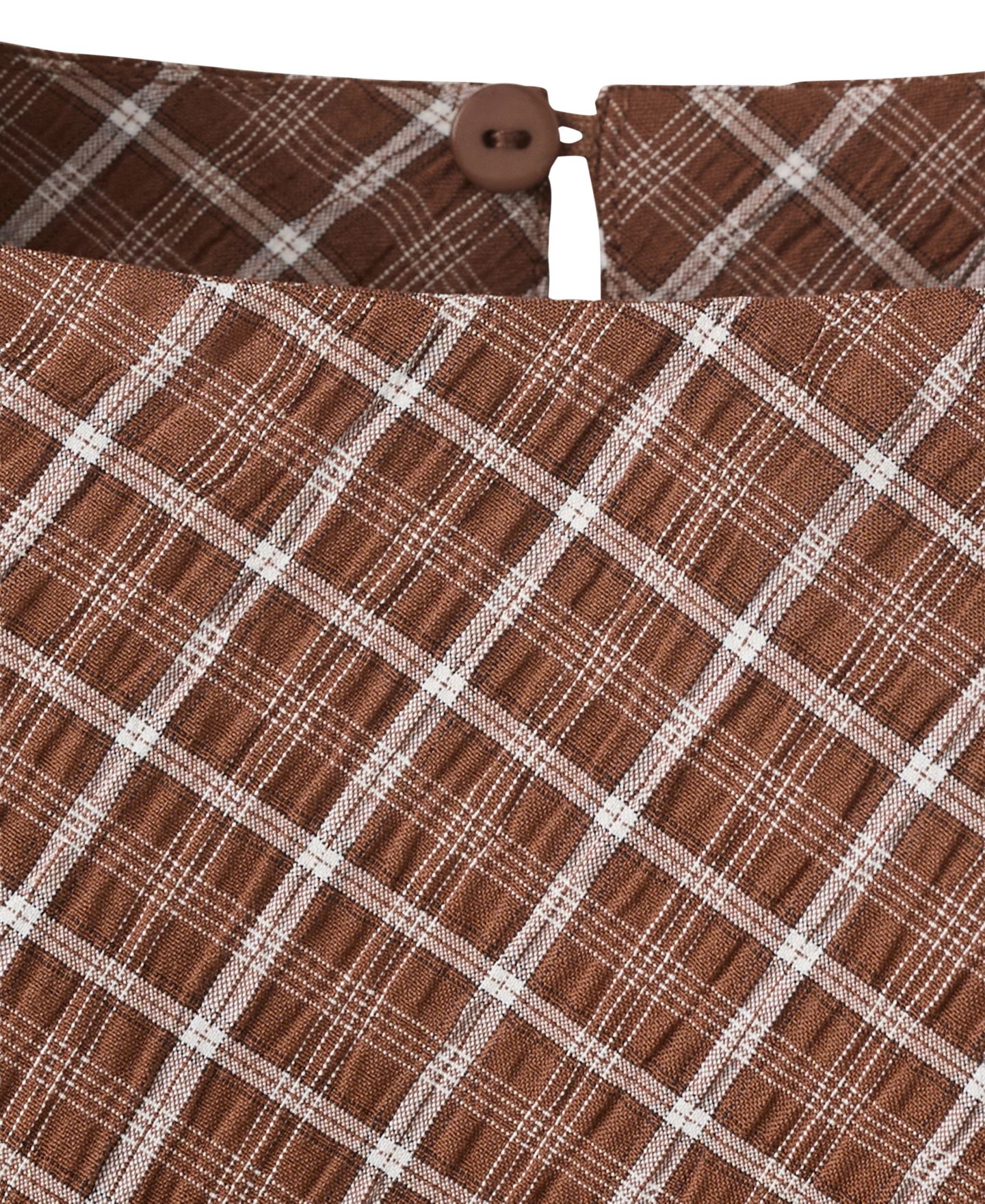 Женская блузка Mango Asymmetric Checked Sleeveless, цвет: Коричневый — фото 2