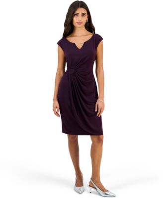 Petite Beaded-Neckline Sheath Dress