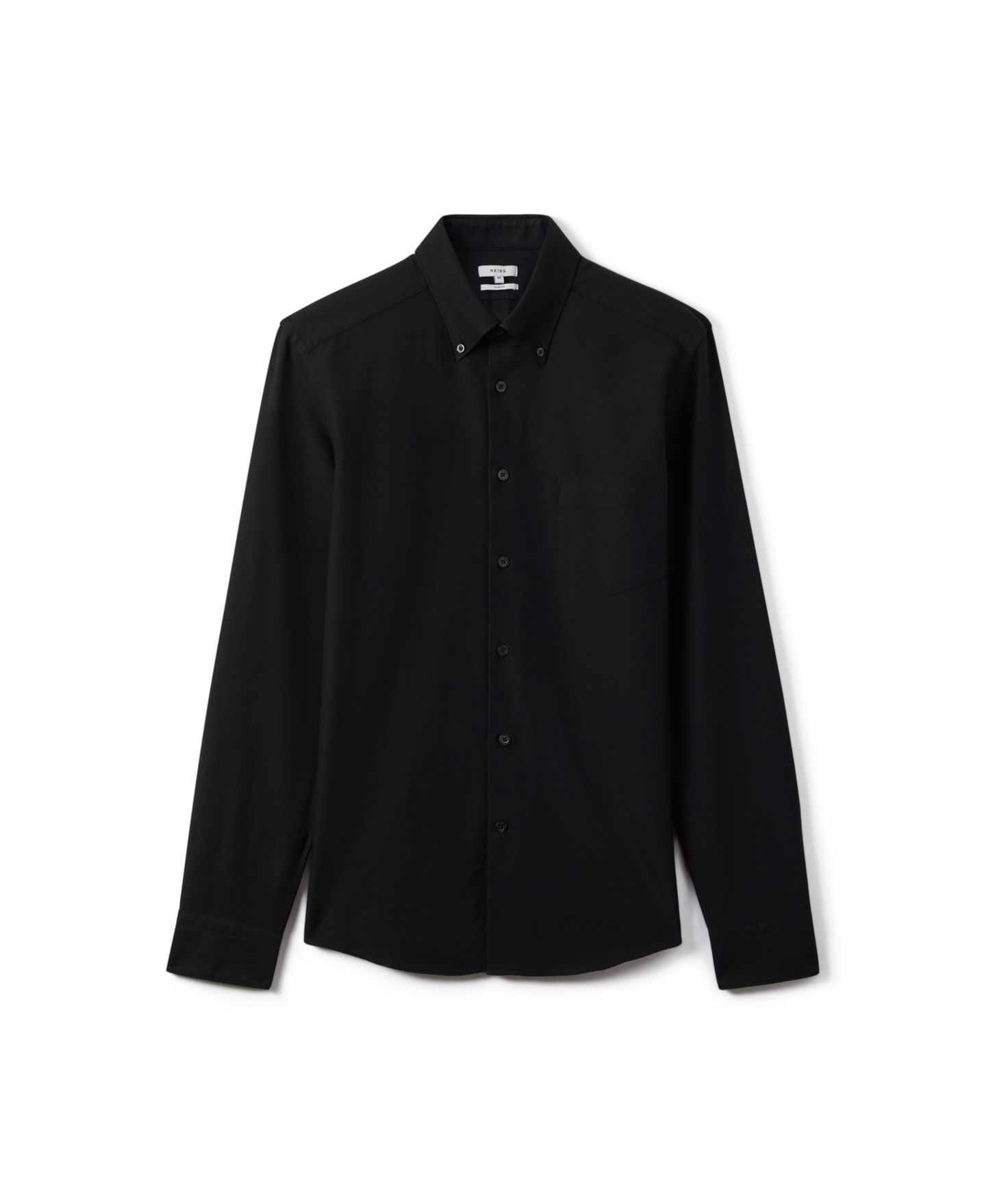 Мужская рубашка REISS Greenwich Slim-Fit Button-Down Collar Cotton Oxford, цвет: Чёрный — фото 5