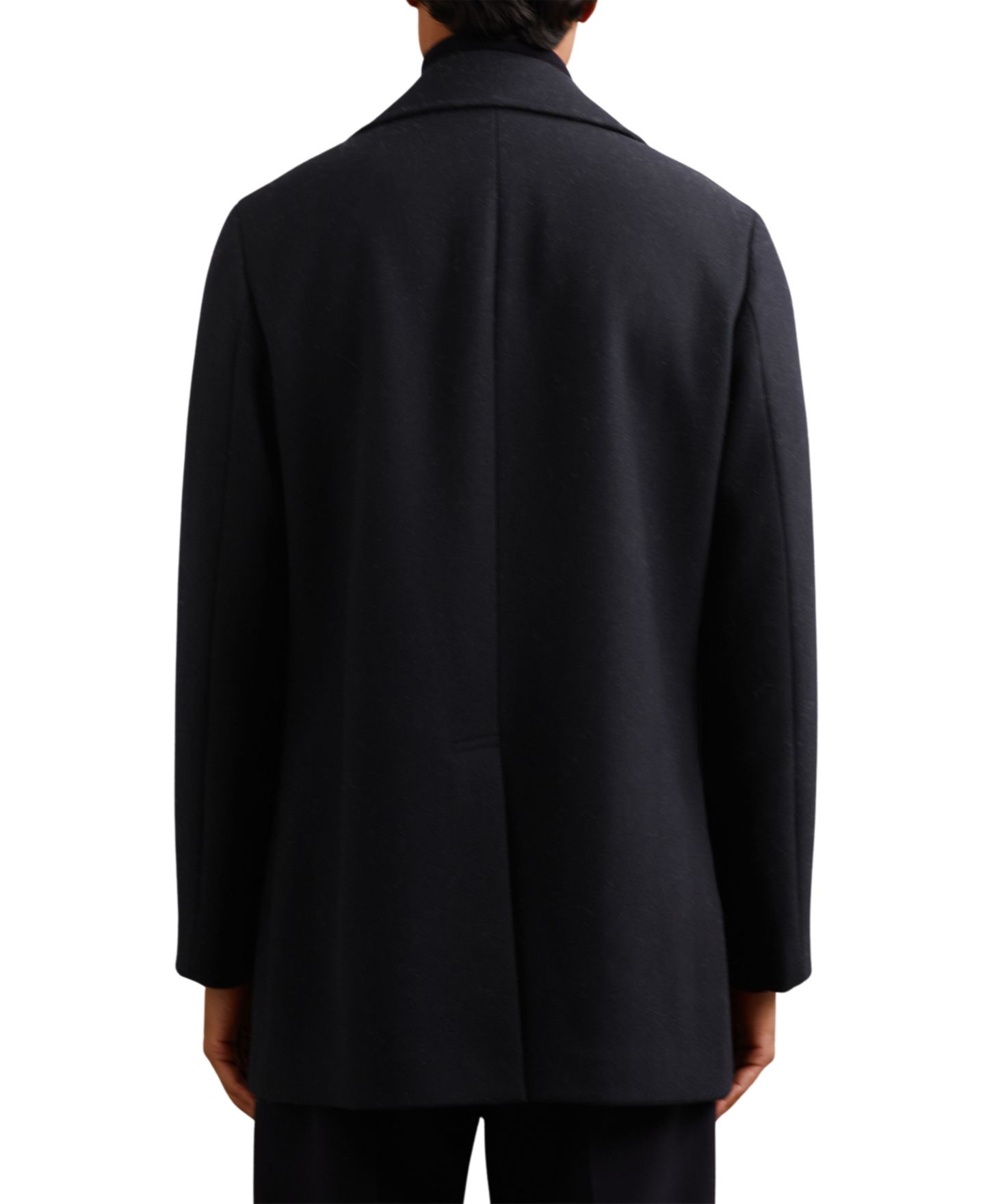 Мужское пальто REISS Present Double-Breasted Wool-Blend Regular-Fit Pea, цвет: Тёмно-синий — фото 2