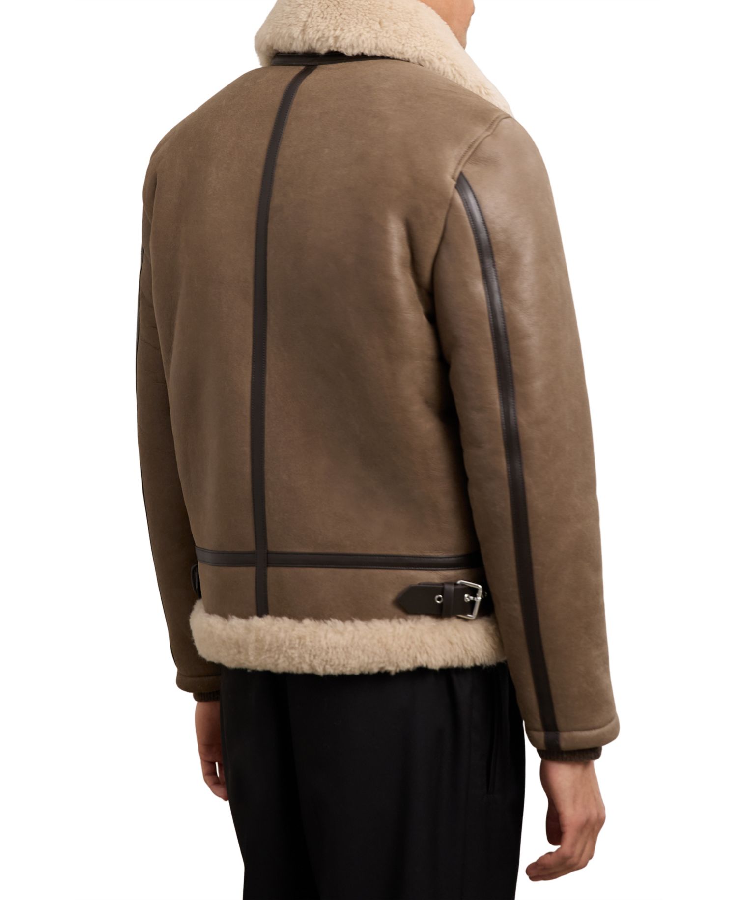 Men's Hardy Aviator-Style Shearling-Collar Leather Jacket