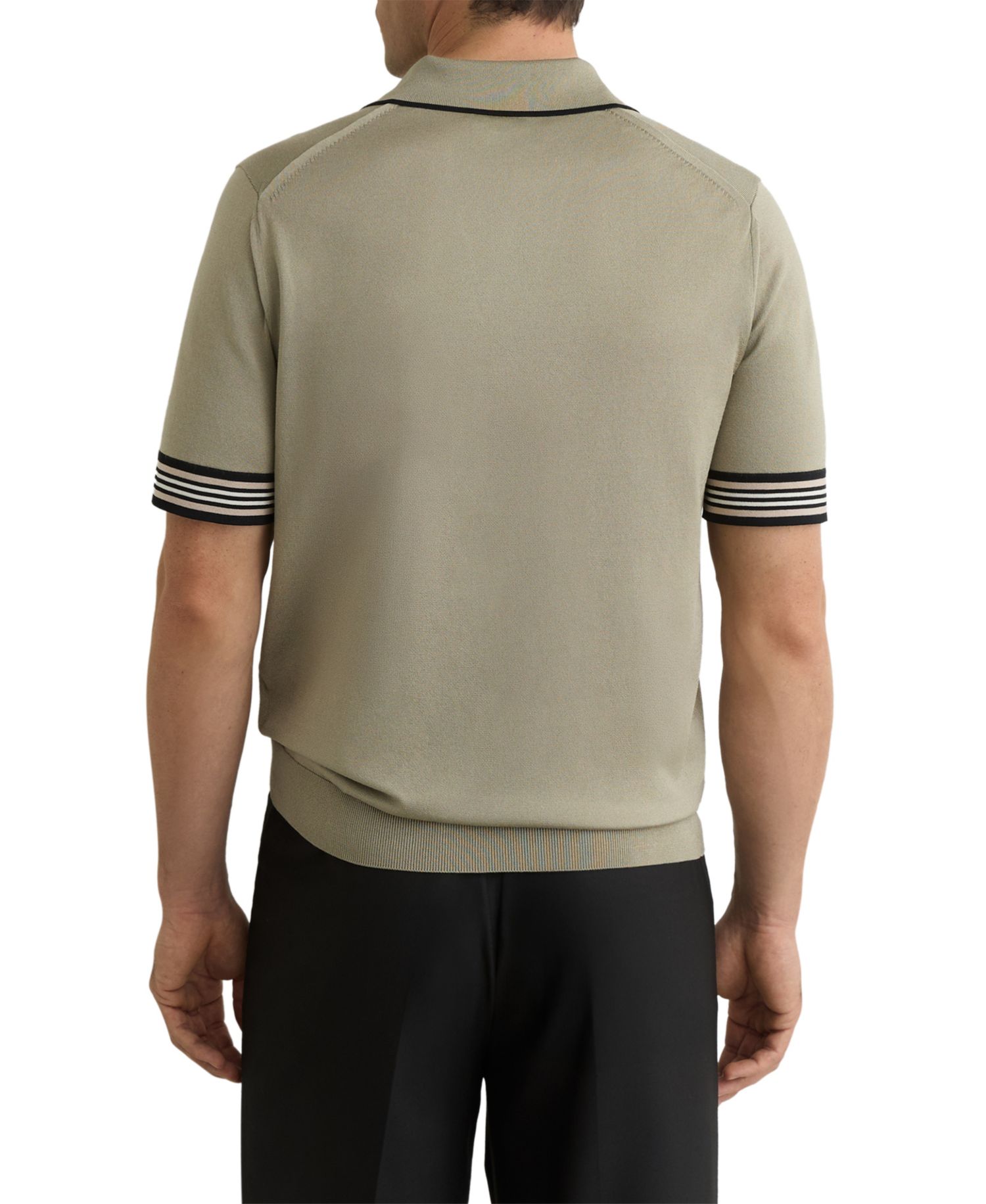 Men's Poole Compact-Knit Stripe-Tipped Regular Fit Polo Shirt