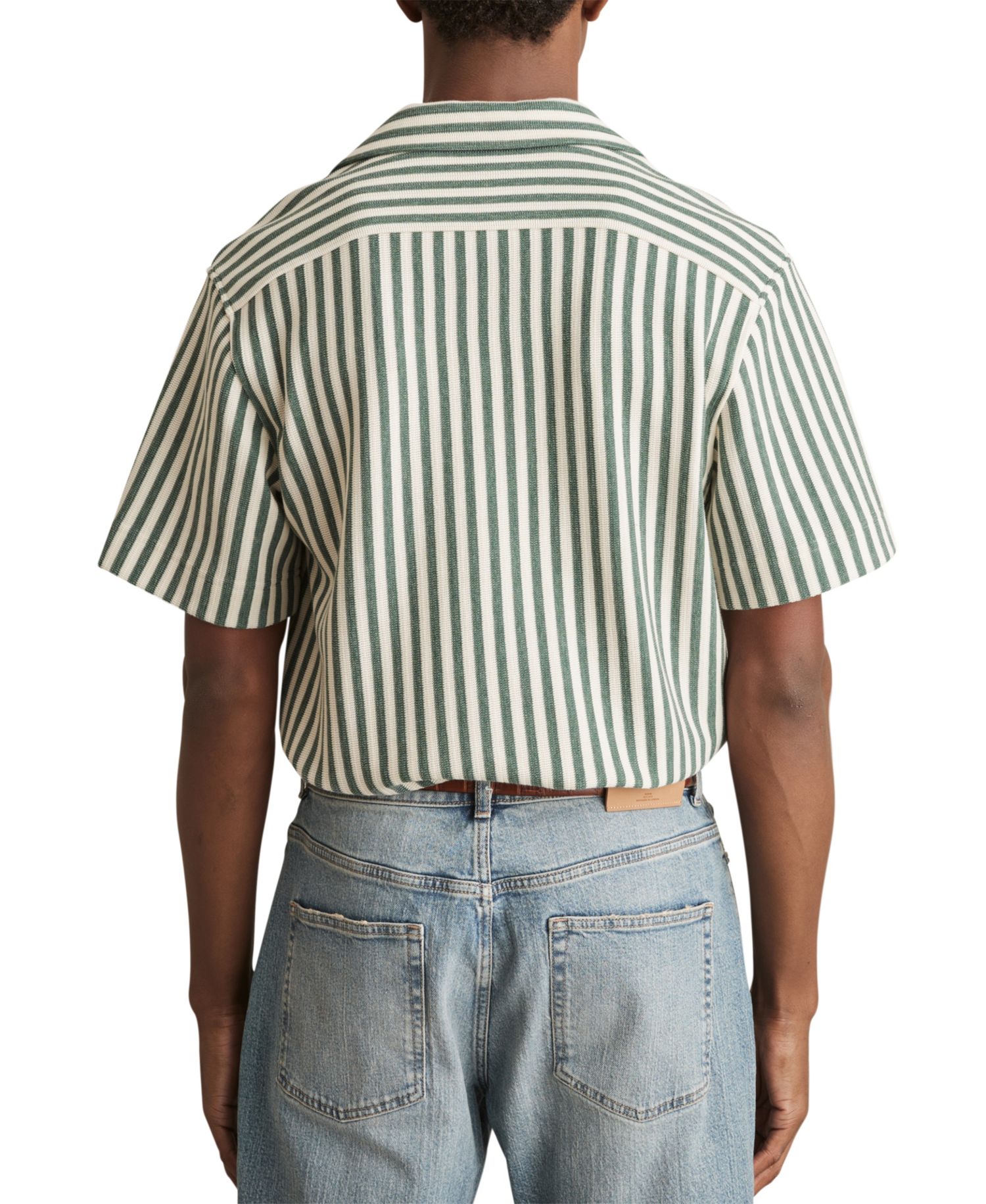 Men's Trig Textured Stripe Cuban-Collar Shirt
