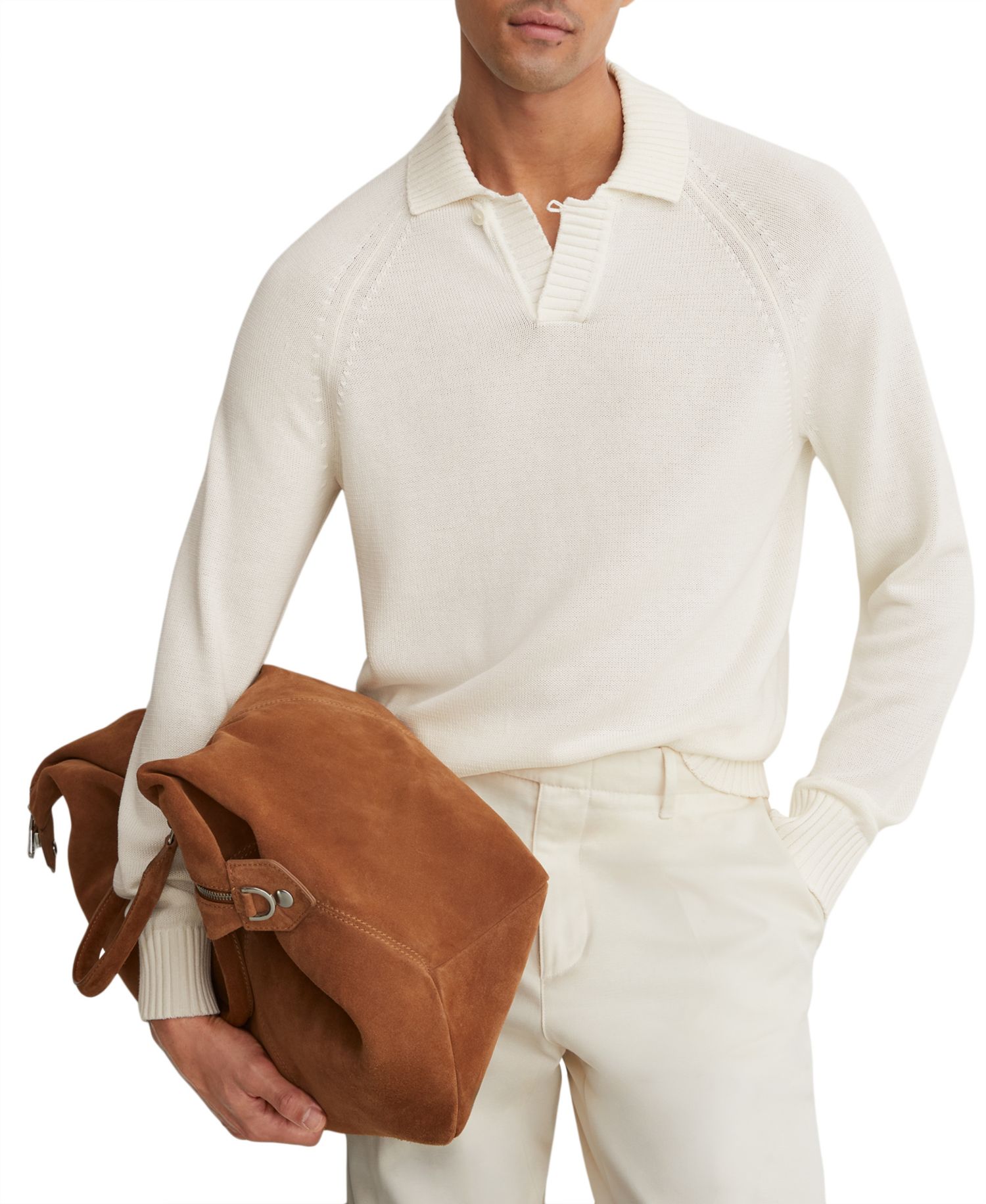 Men's Ashdown Cotton Regular-Fit Open-Collar Polo Jumper