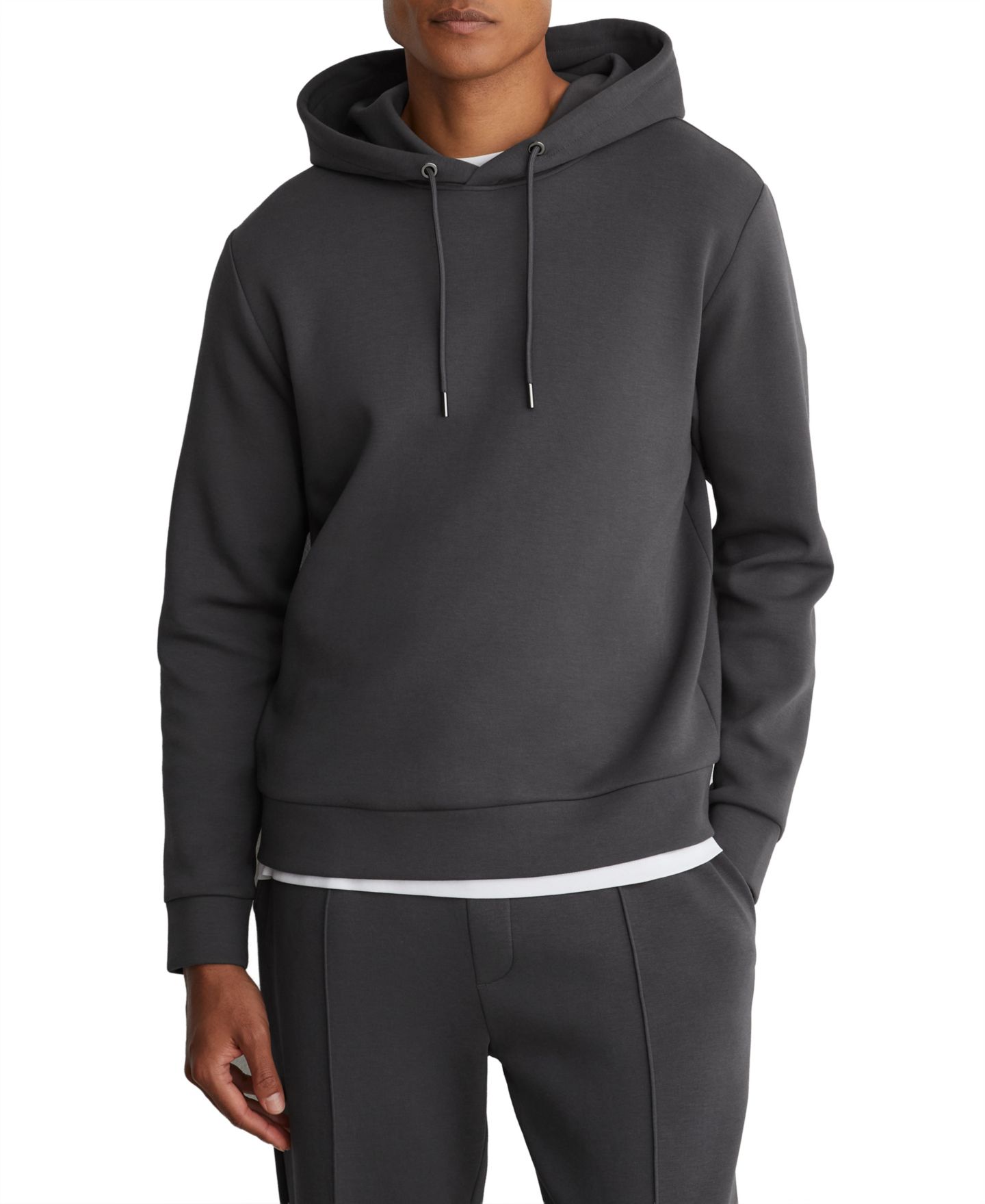Мужское худи REISS Dane Sueded Cotton-Modal Blend Interlock Jersey, цвет: Серый — фото 1