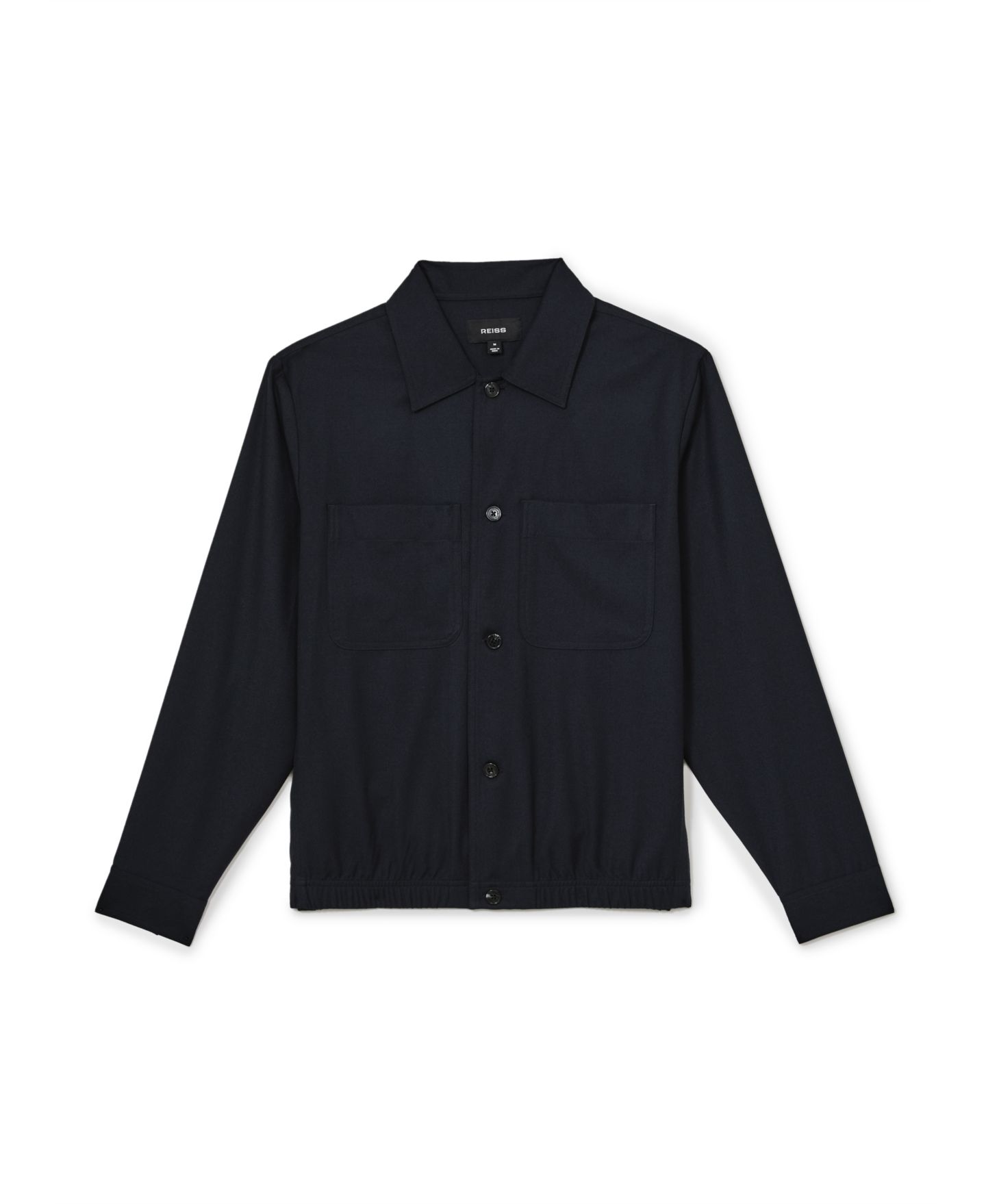 Мужская рубашка REISS Penge Brushed Wool-Blend Twin-Pocket Overshirt, цвет: Тёмно-синий — фото 5