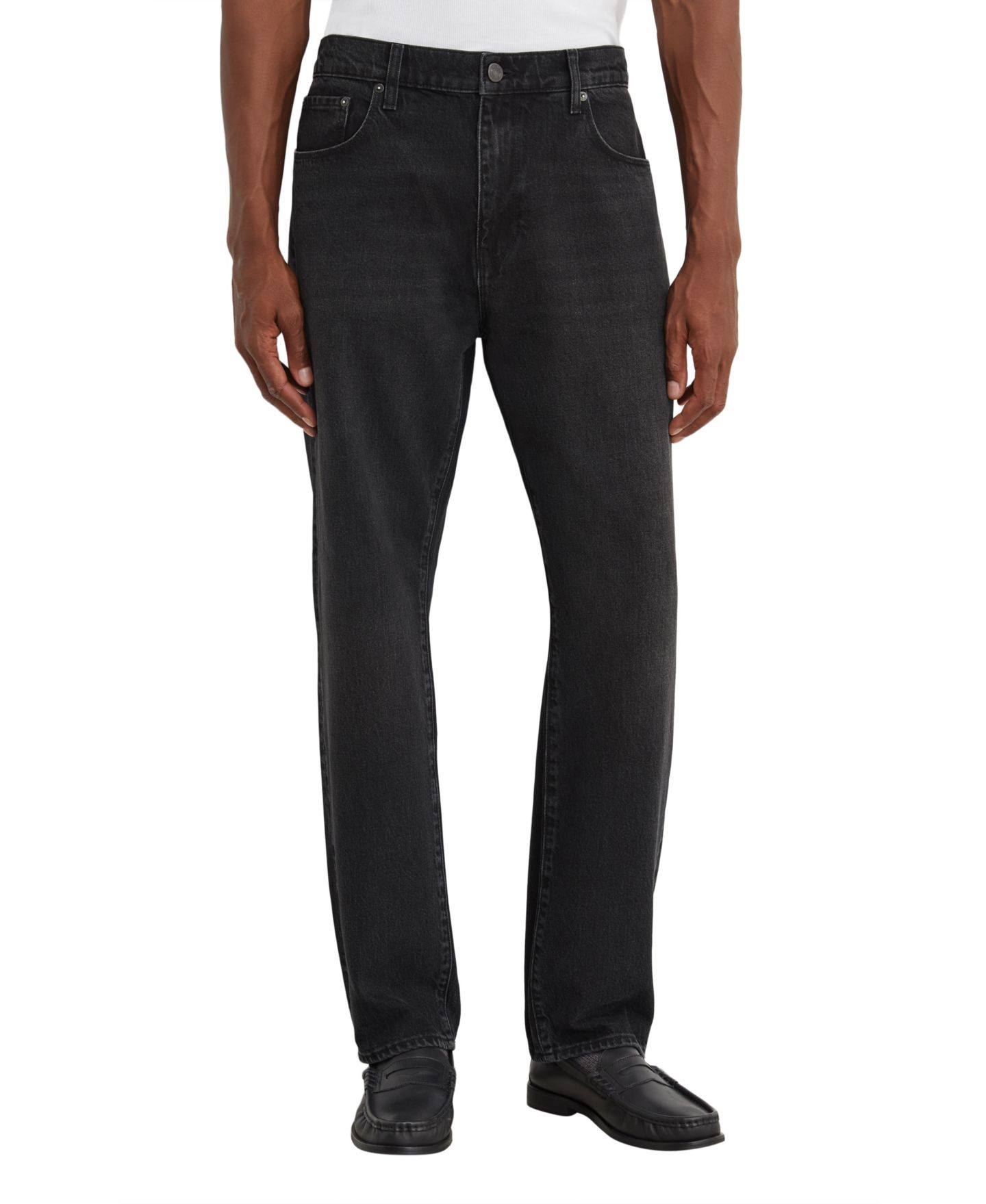 Мужские джинсы REISS Dylan Relaxed Straight-Leg Dark Wash, цвет: Чёрный — фото 1