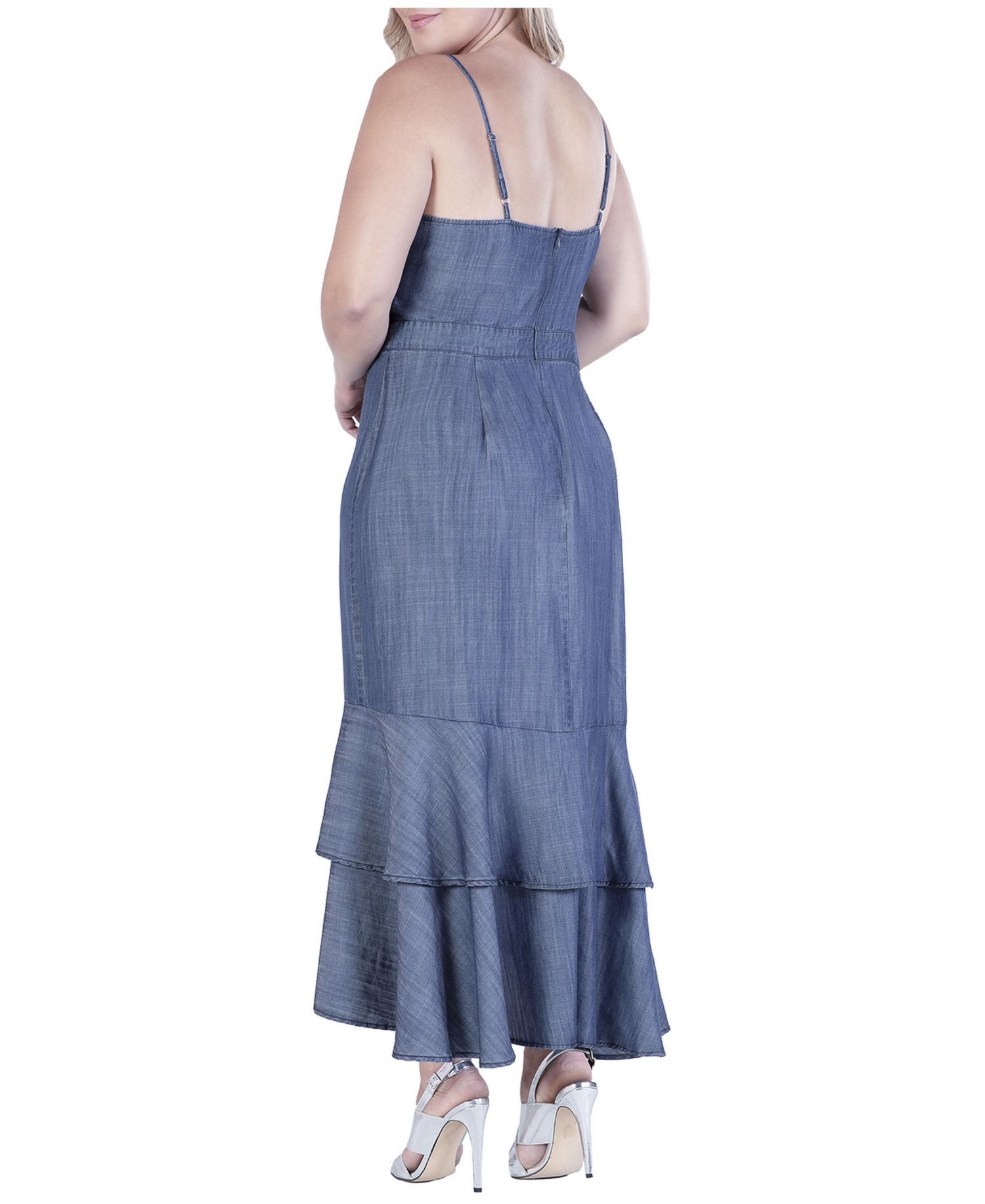 Women's Tencel High-Low Ruffle Hem Maxi Dress