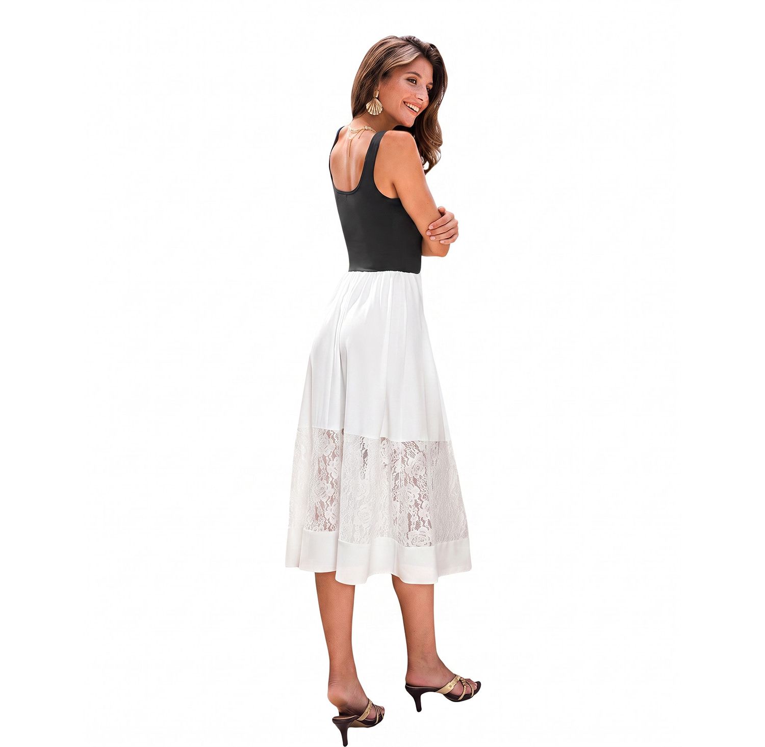 Women's Square Neck Pull-On Unlined Long Dress