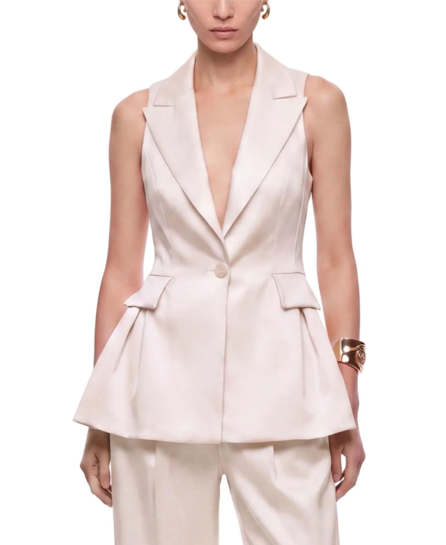 Women's Single Button Peak Lapel Vest