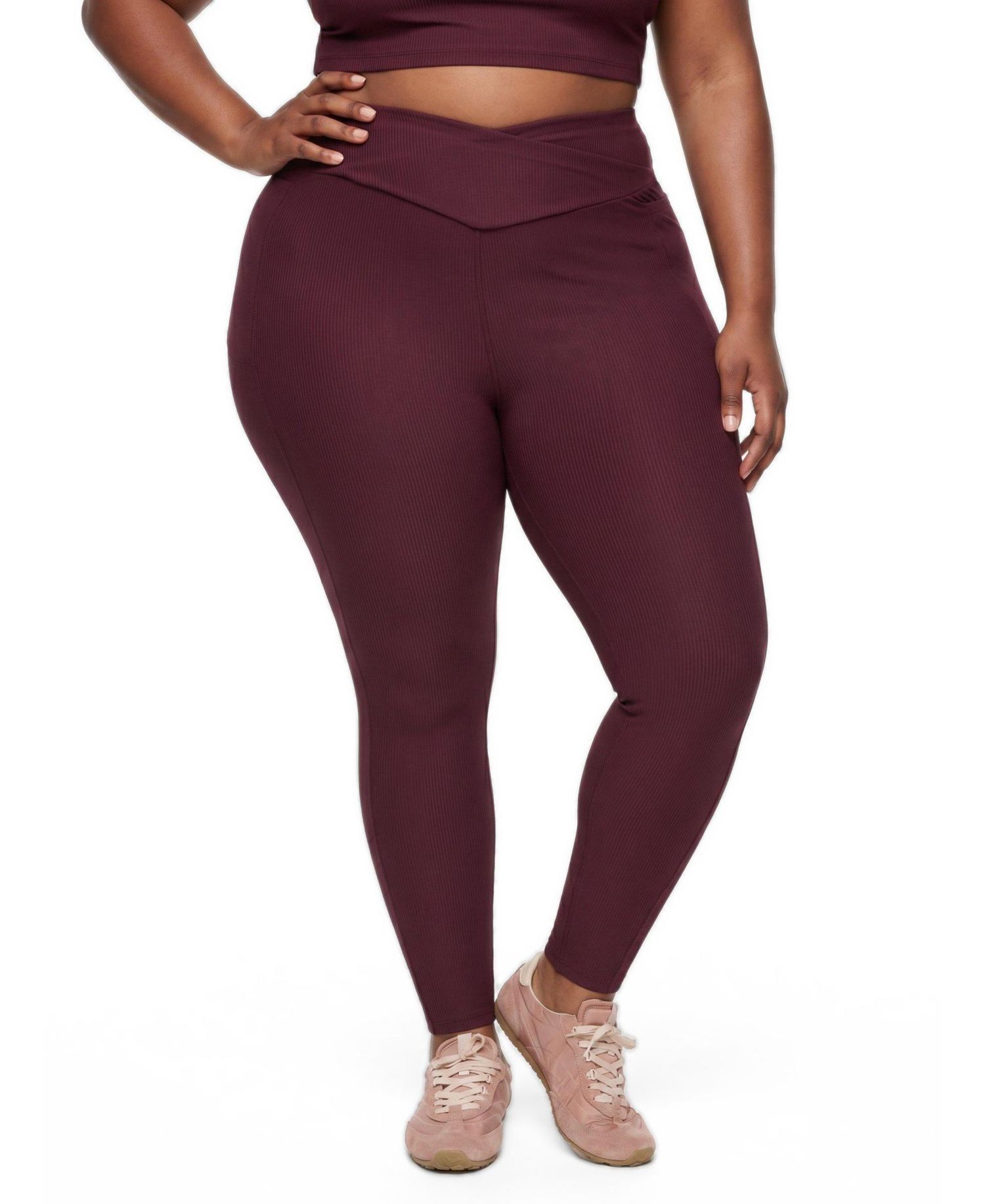 Plus Size TRU Performance Rib V-Band High-Rise Ribbed Active Leggings