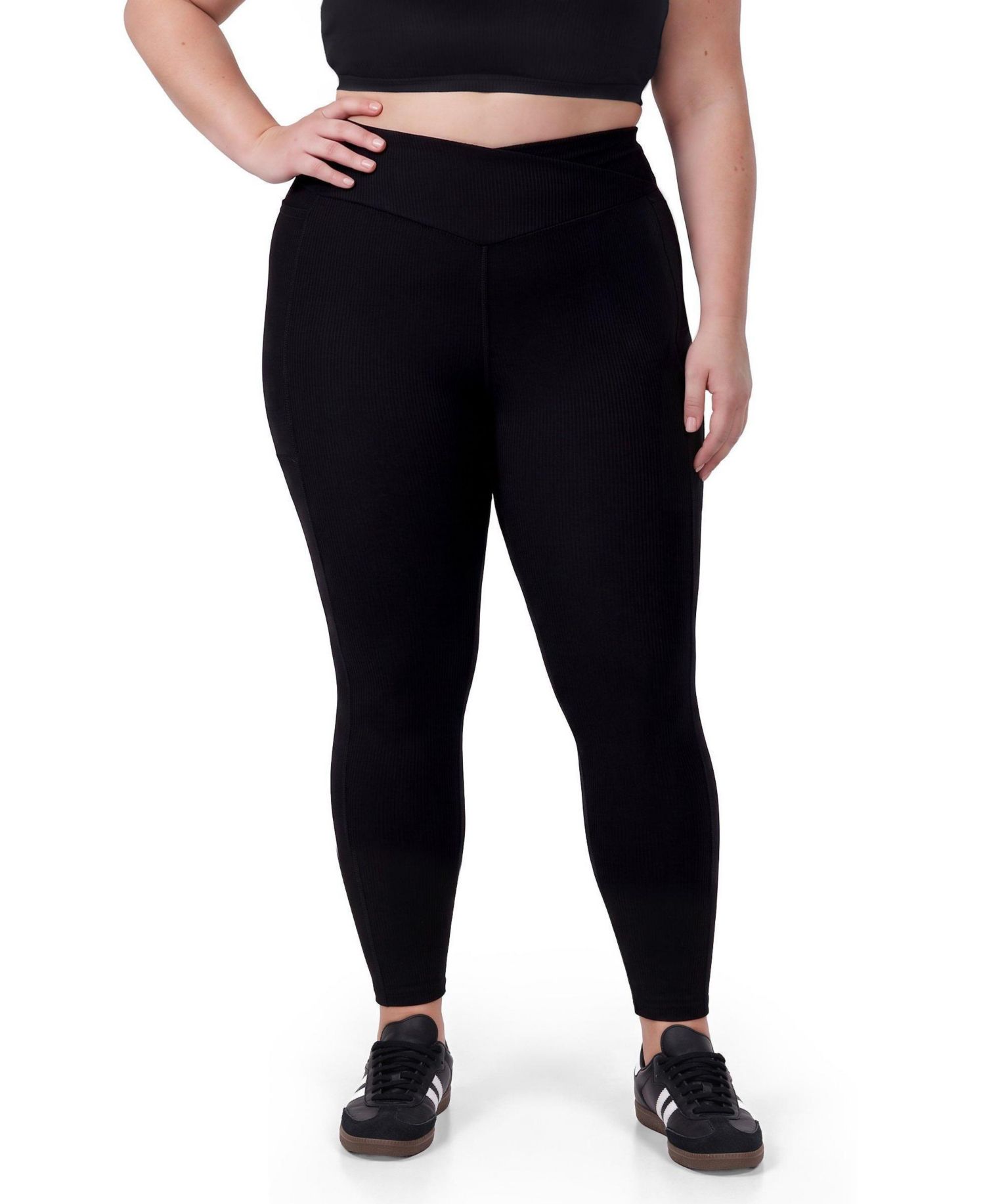 Plus Size TRU Performance Rib V-Band High-Rise Ribbed Active Leggings