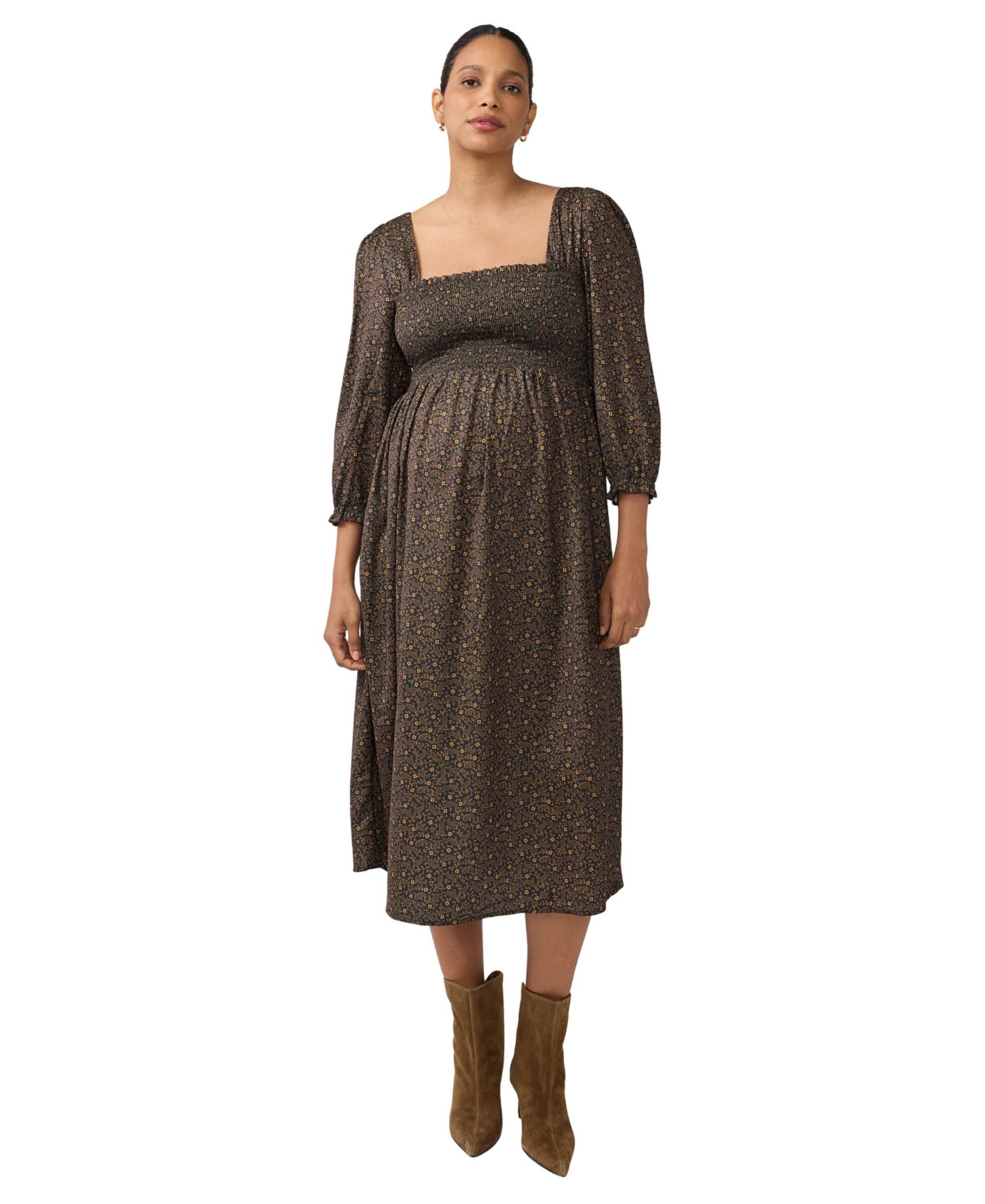 Women's Ingrid + Isabel Smocked Sateen Nursing Midi Dress