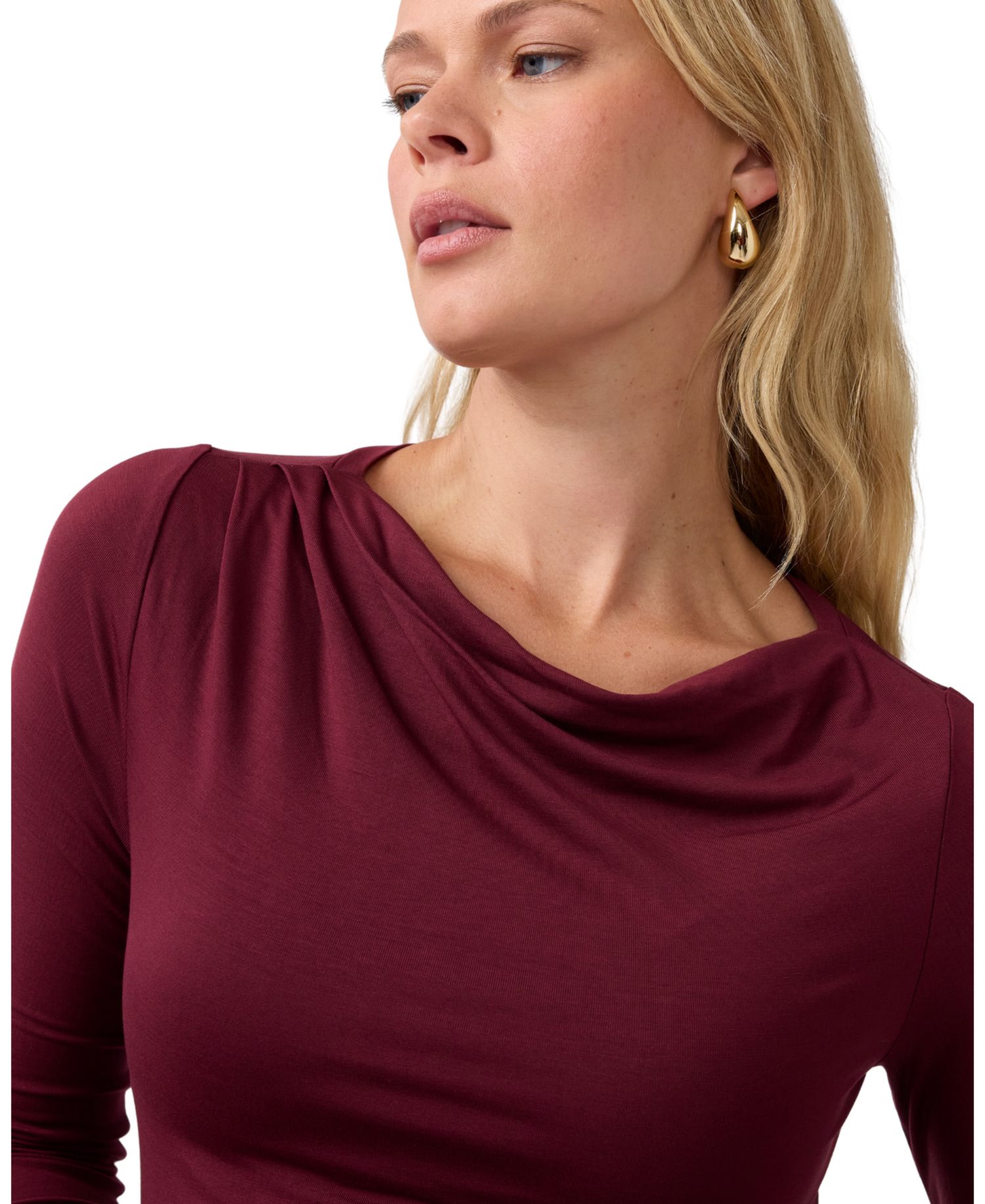 Maternity Ruched Mock Neck Midi Dress