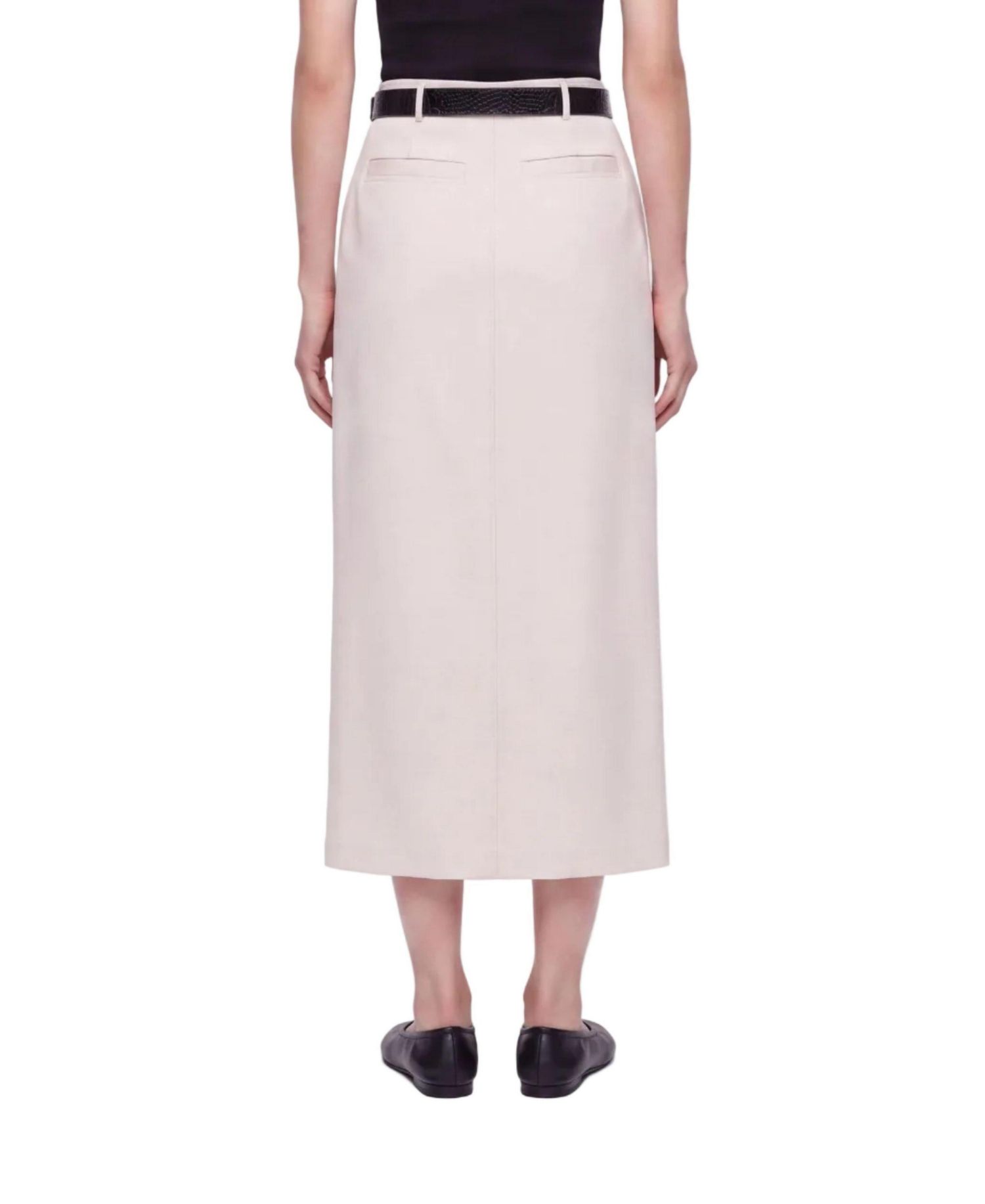 Women's Belted Front-Slit Maxi Skirt